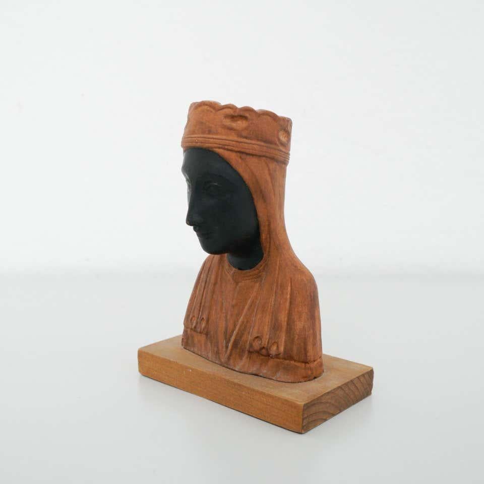 Spanish Mid-20th Century Wood Montserrat Virgin Statue For Sale