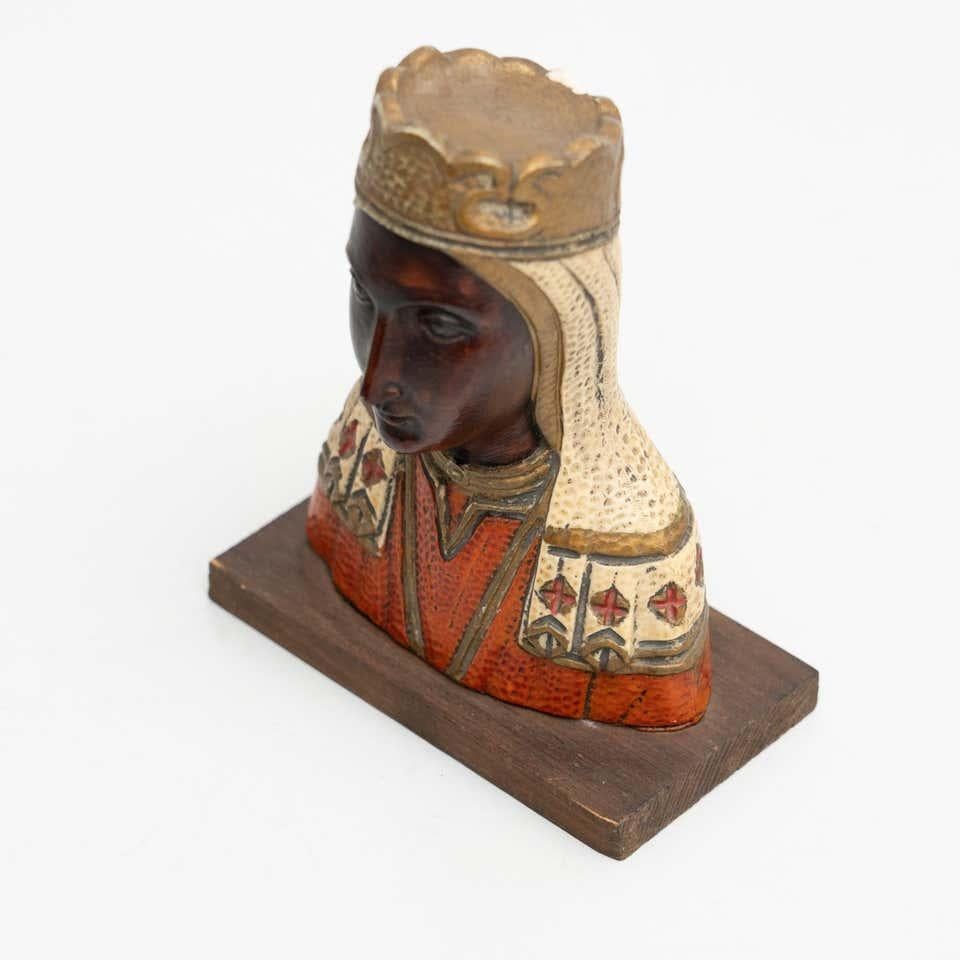 Spanish Mid-20th Century Wood Montserrat Virgin Statue