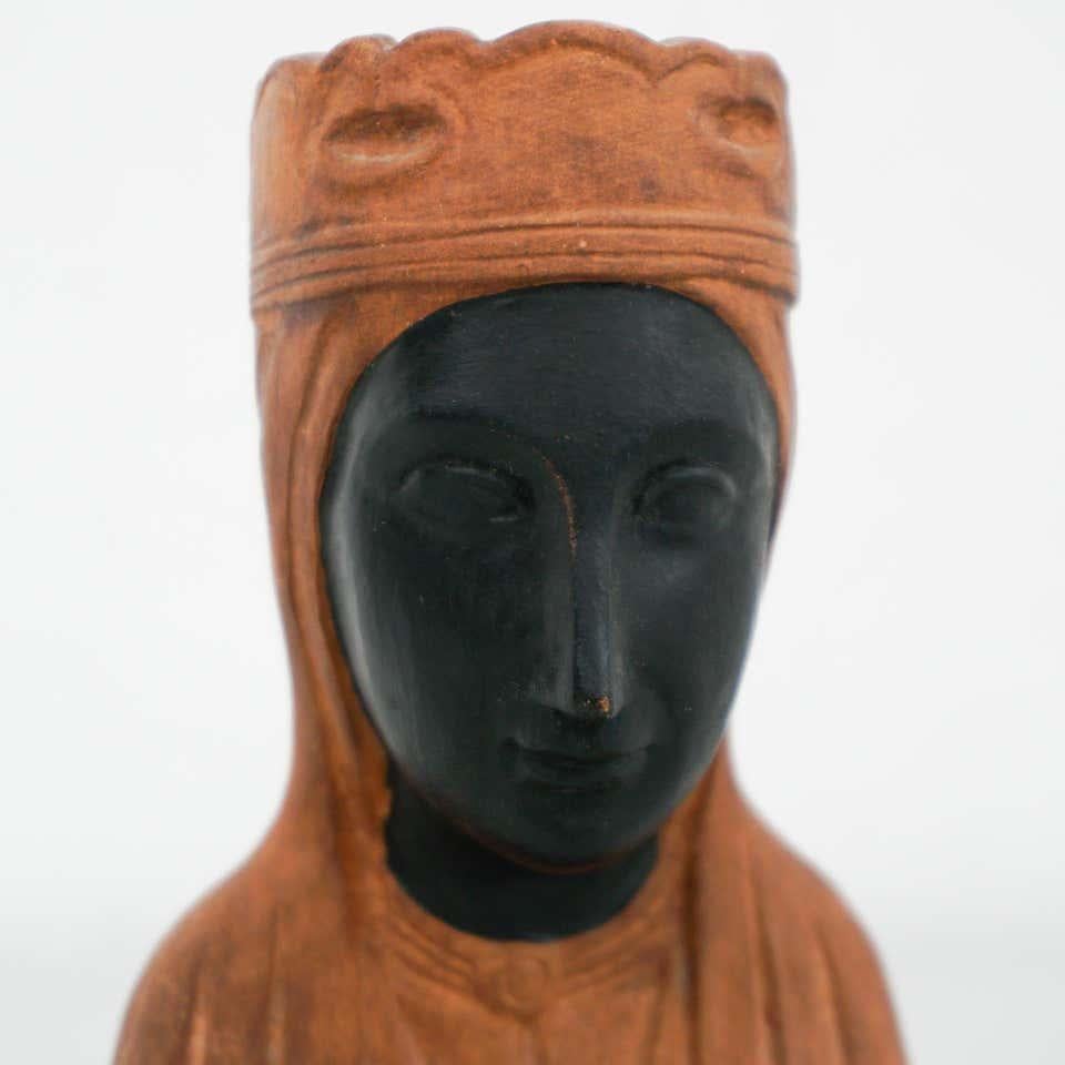 Mid-20th Century Wood Montserrat Virgin Statue For Sale 1