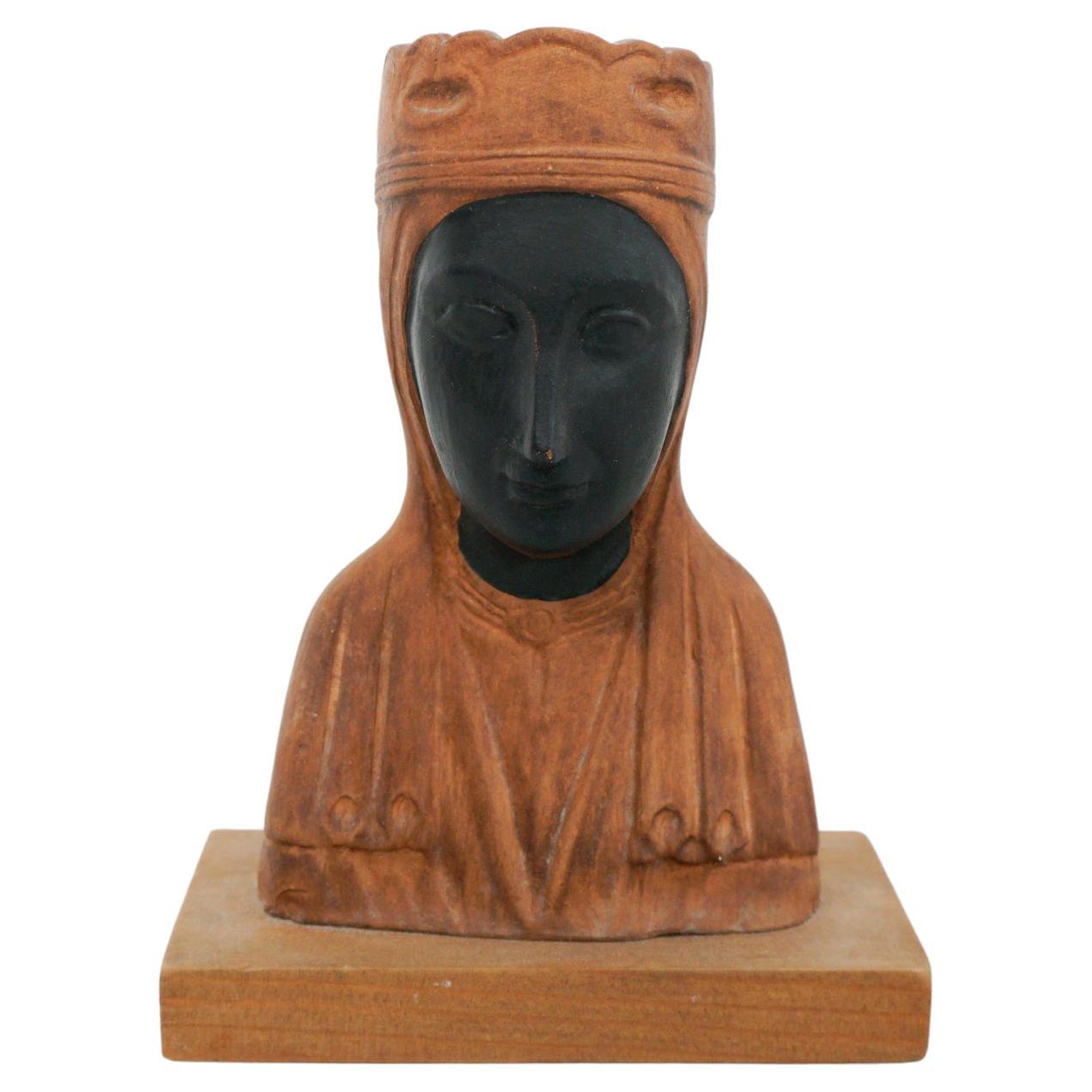 Mid-20th Century Wood Montserrat Virgin Statue