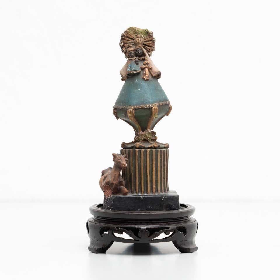 Mitte des 20. Jahrhunderts Wood Virgin Statue (Spanisch) im Angebot