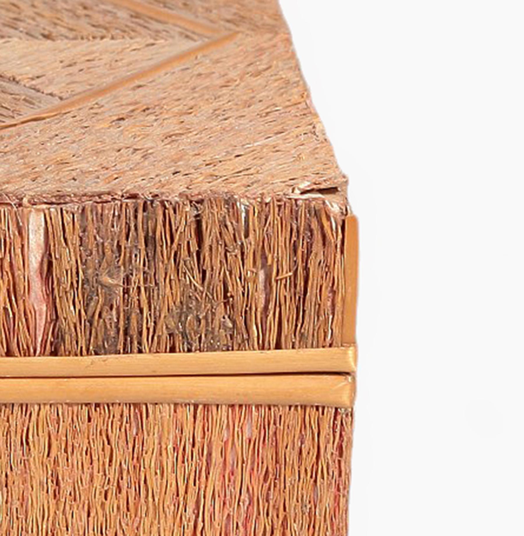 Mid-20th Century Wooden Rectangular Decorative Box Covered in Straw, Scandinavia For Sale 4