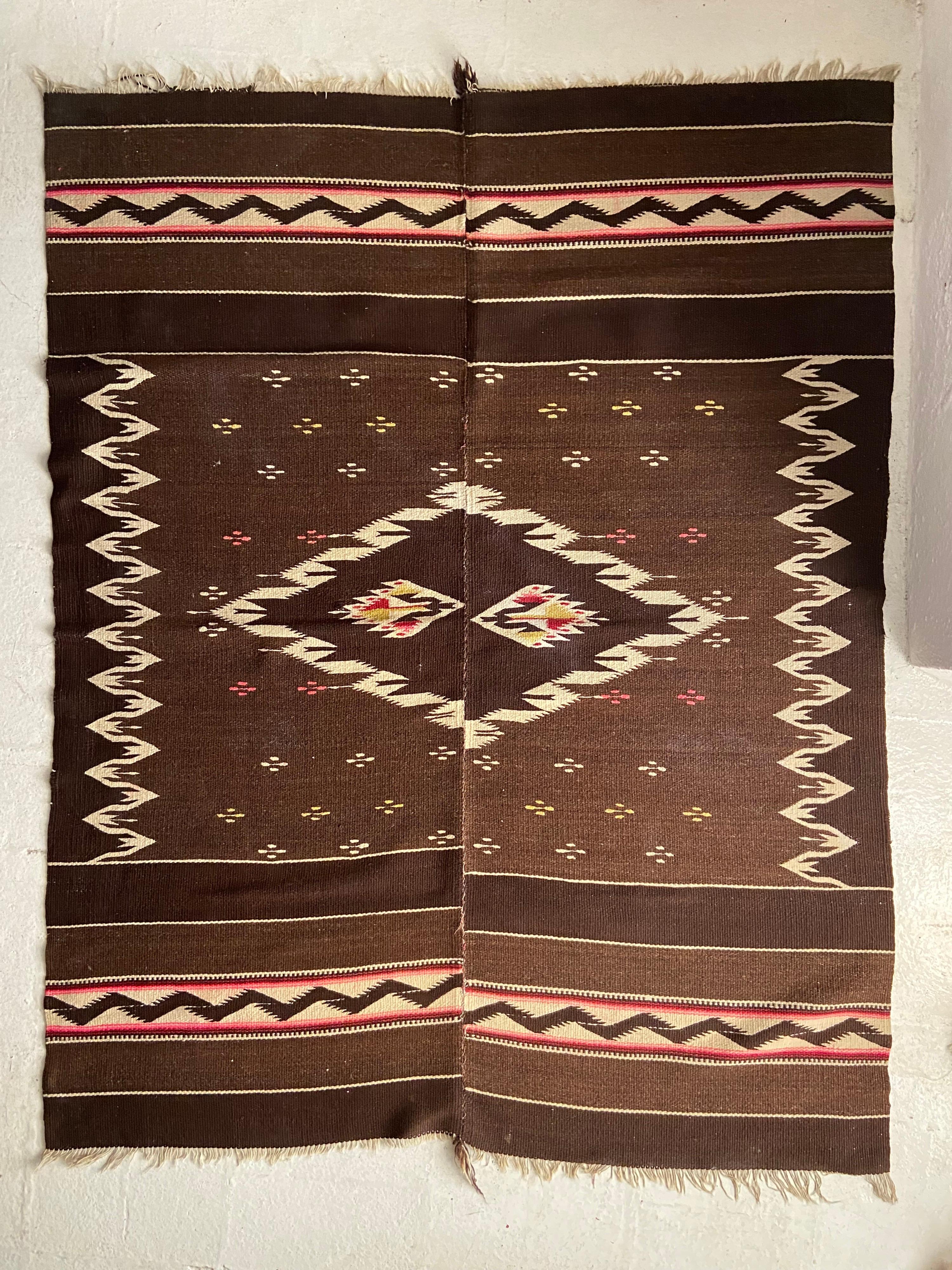 Mid-20th Century Wool Blanket from Oaxaca, Mexico 1