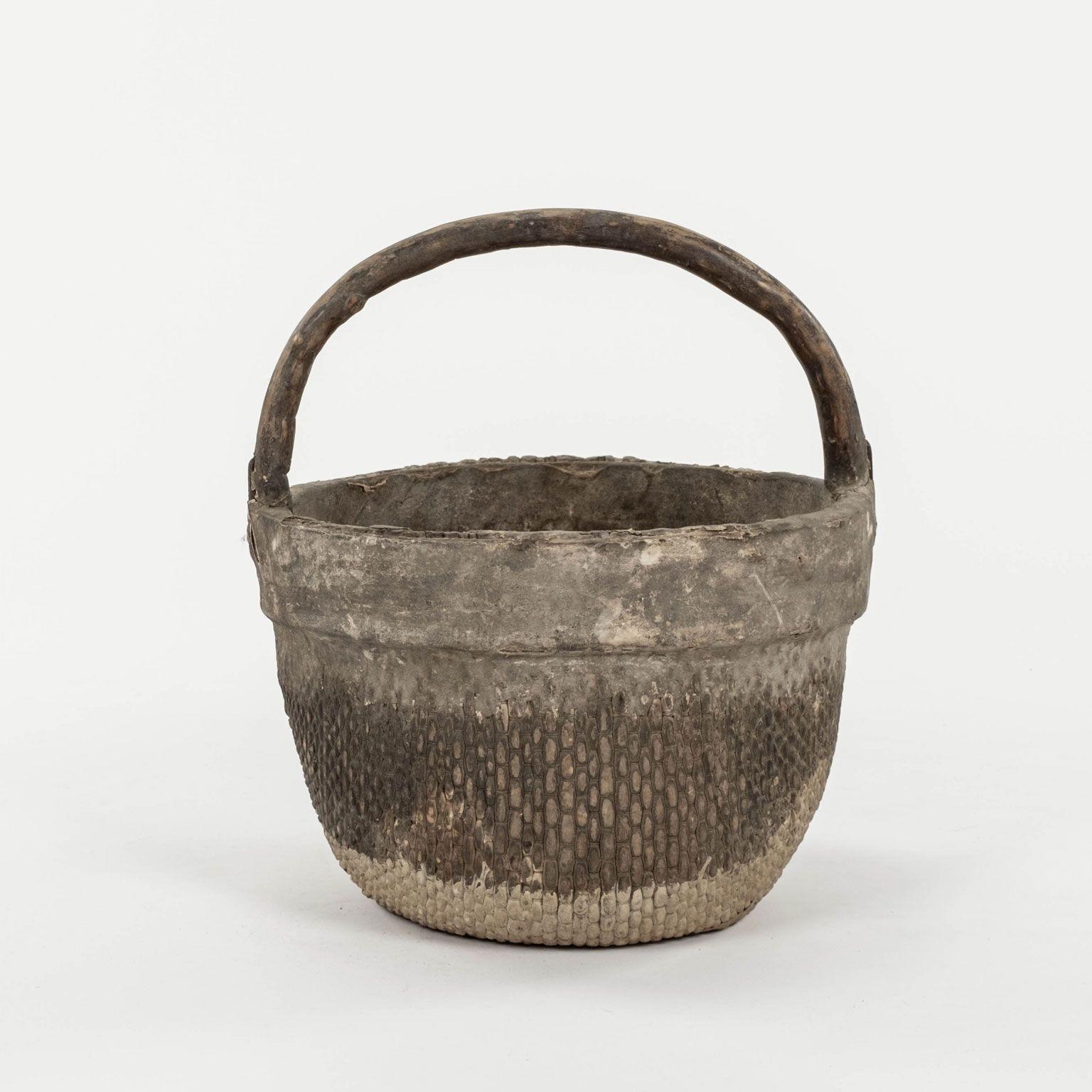 Primitive Mid-20th Century Woven Chinese Rice Basket For Sale