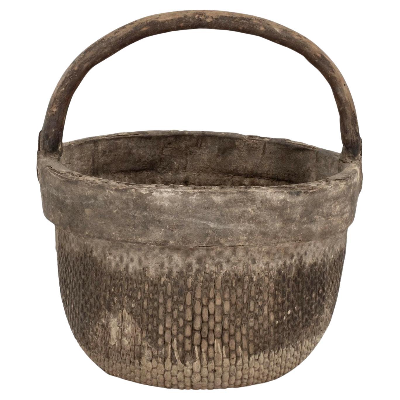 Mid-20th Century Woven Chinese Rice Basket For Sale