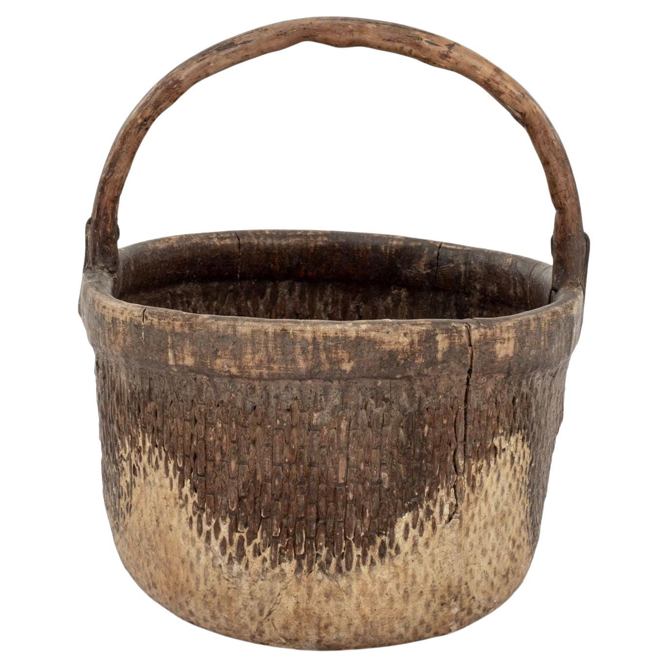 Mid-20th Century Woven Chinese Rice Basket