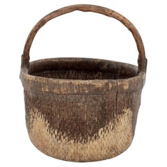 Retro Mid-20th Century Woven Chinese Rice Basket