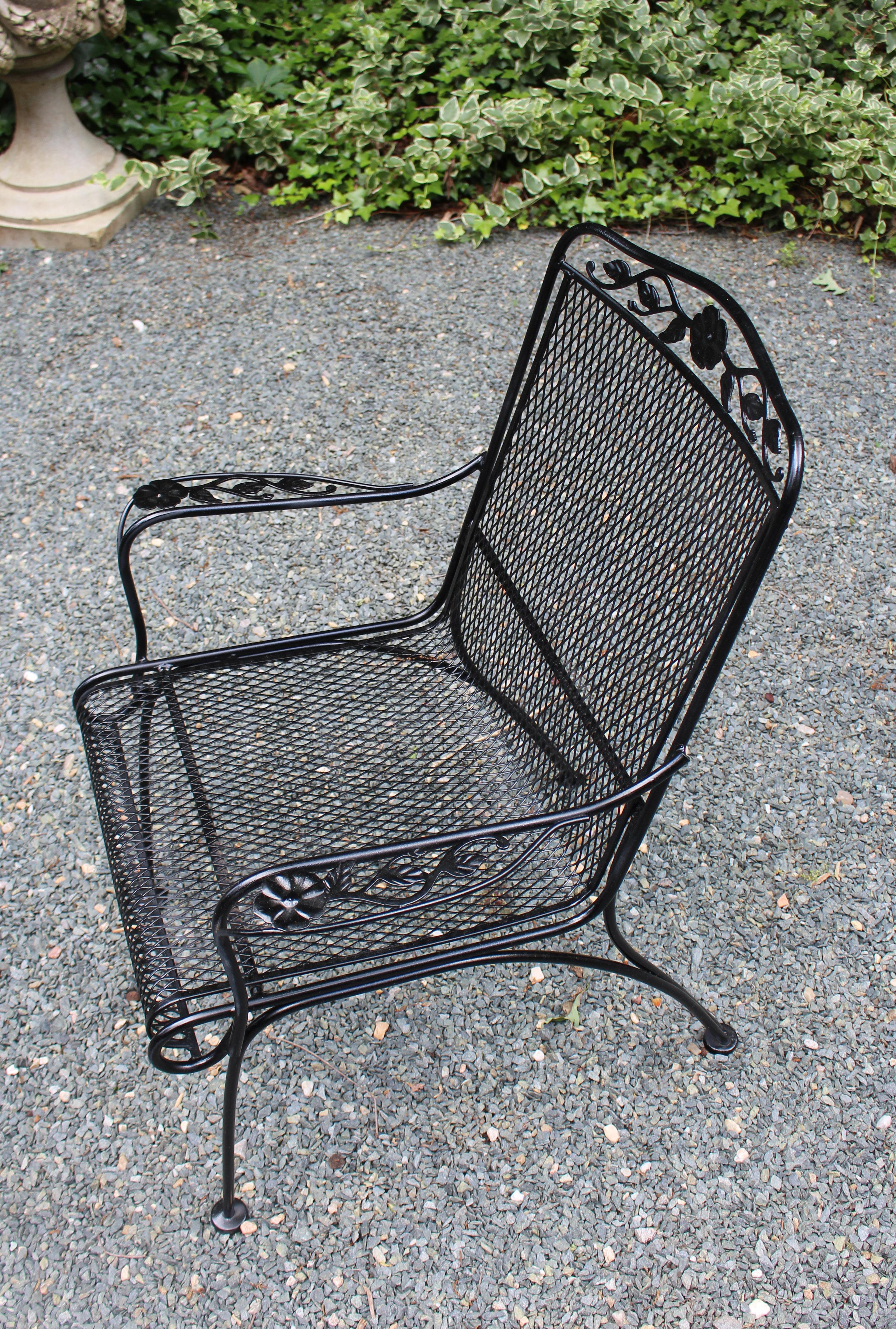 Mid-Century Modern Mid-20th Century Wrought Iron Arm Chair Attributed to Russell Woodard For Sale