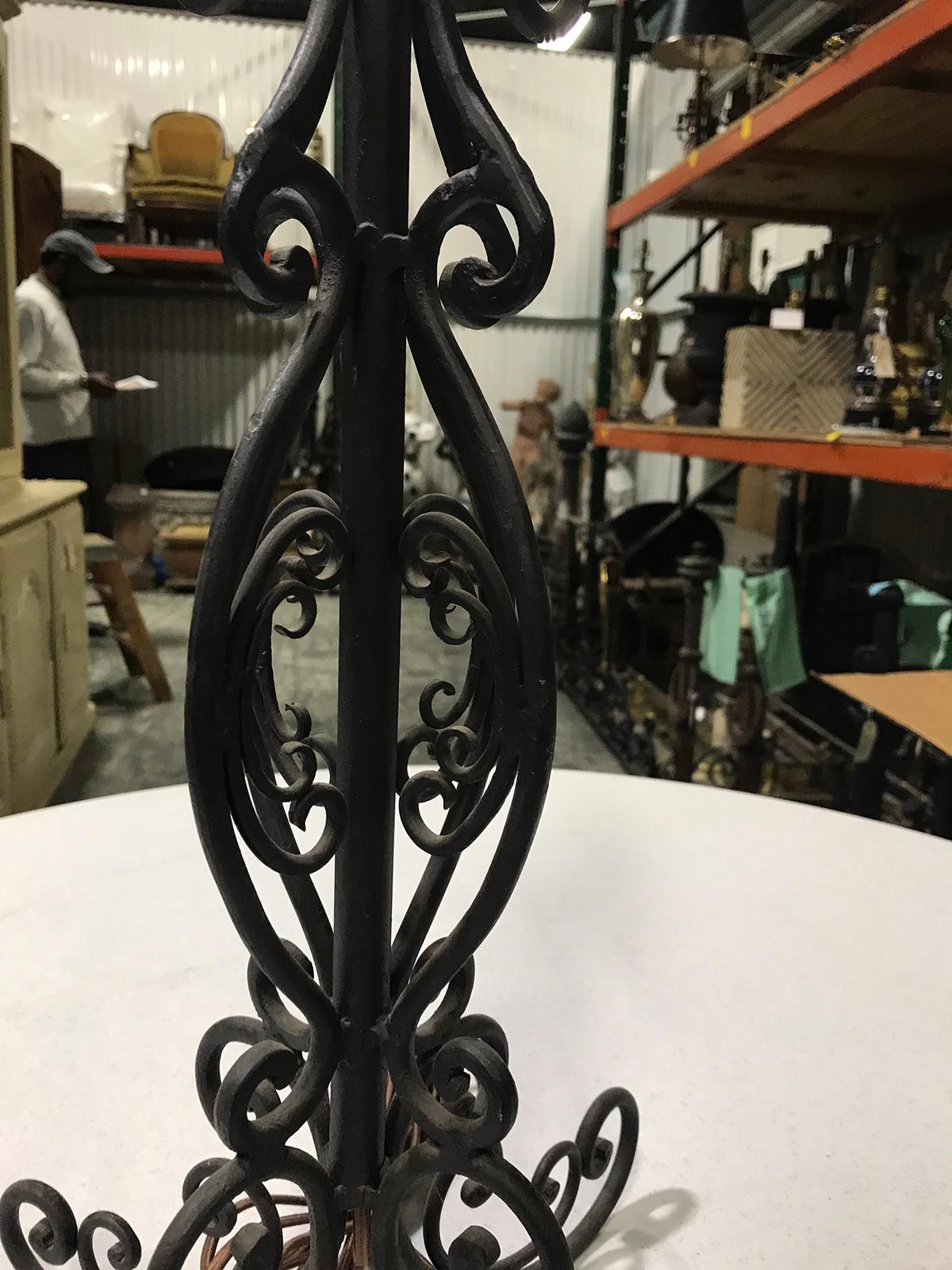 Mid-20th Century Wrought Iron Candlestick as Lamp 3
