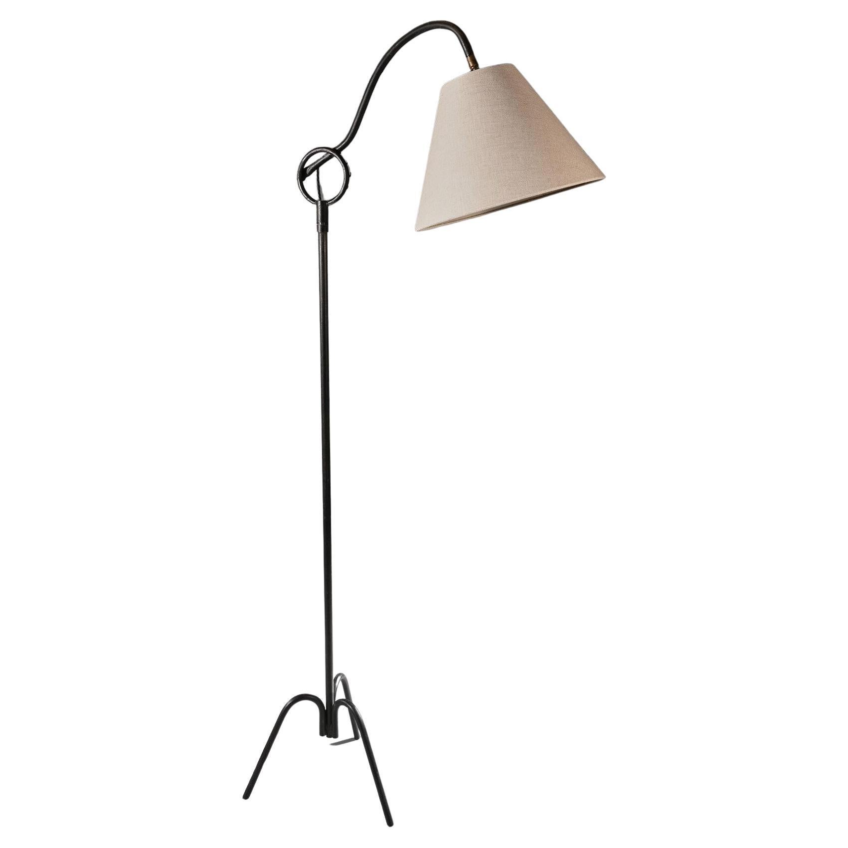 Mid 20th Century Wrought Iron Floor Lamp in the Style of Jean Royere
