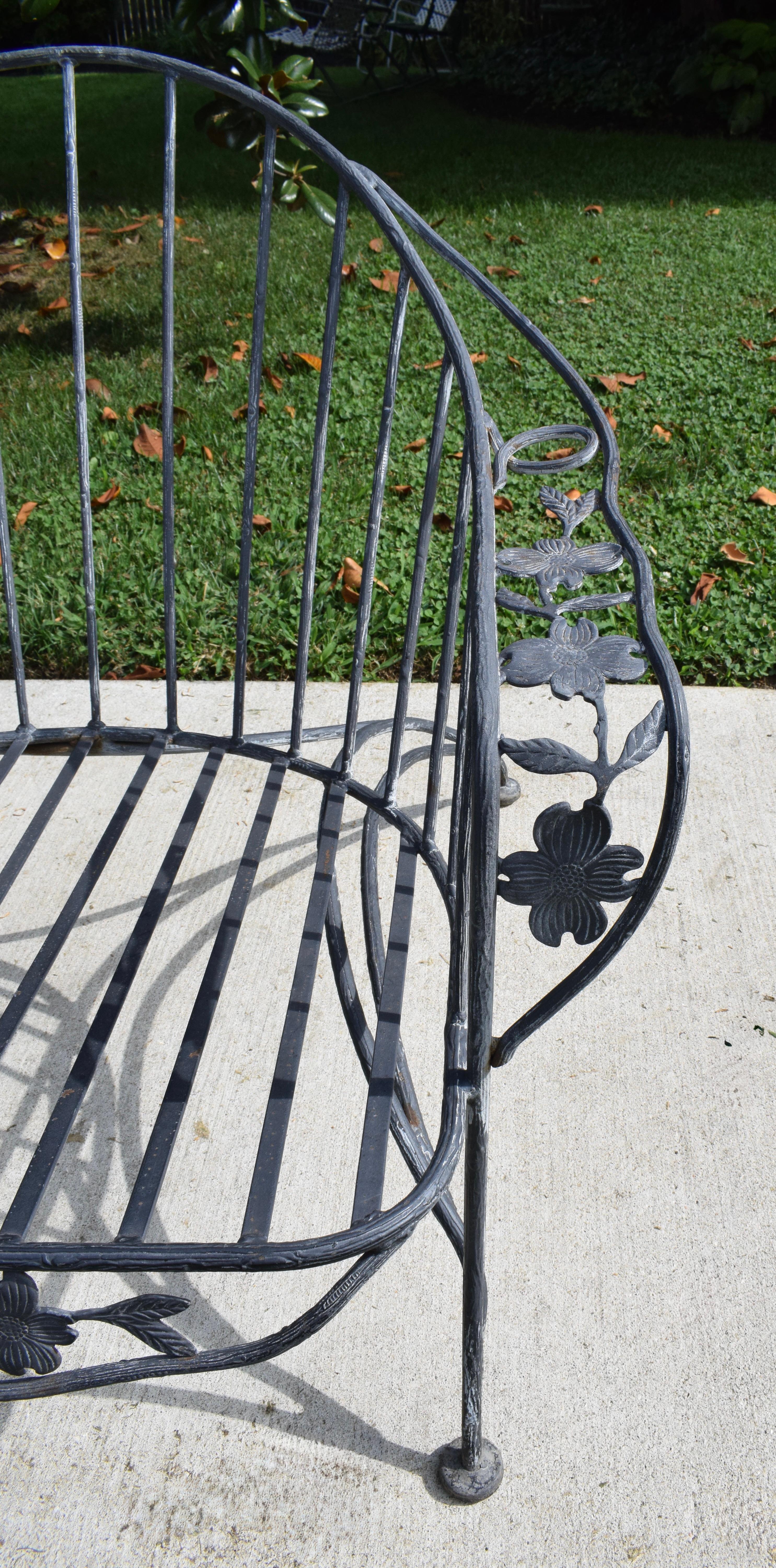 Mid 20th Century Wrought Iron Garden Chair Dogwood Form For Sale 4