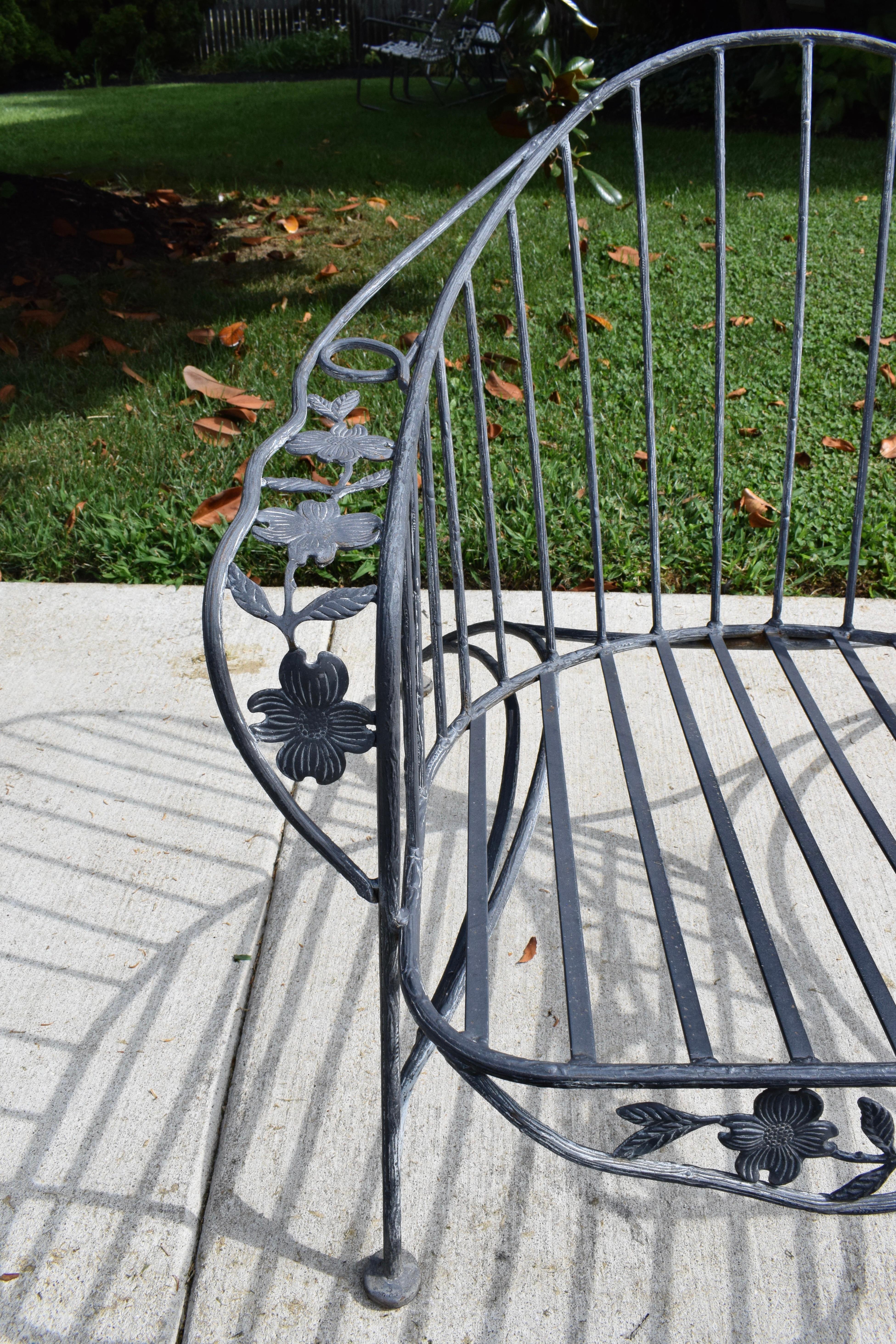 Mid 20th Century Wrought Iron Garden Chair Dogwood Form For Sale 6