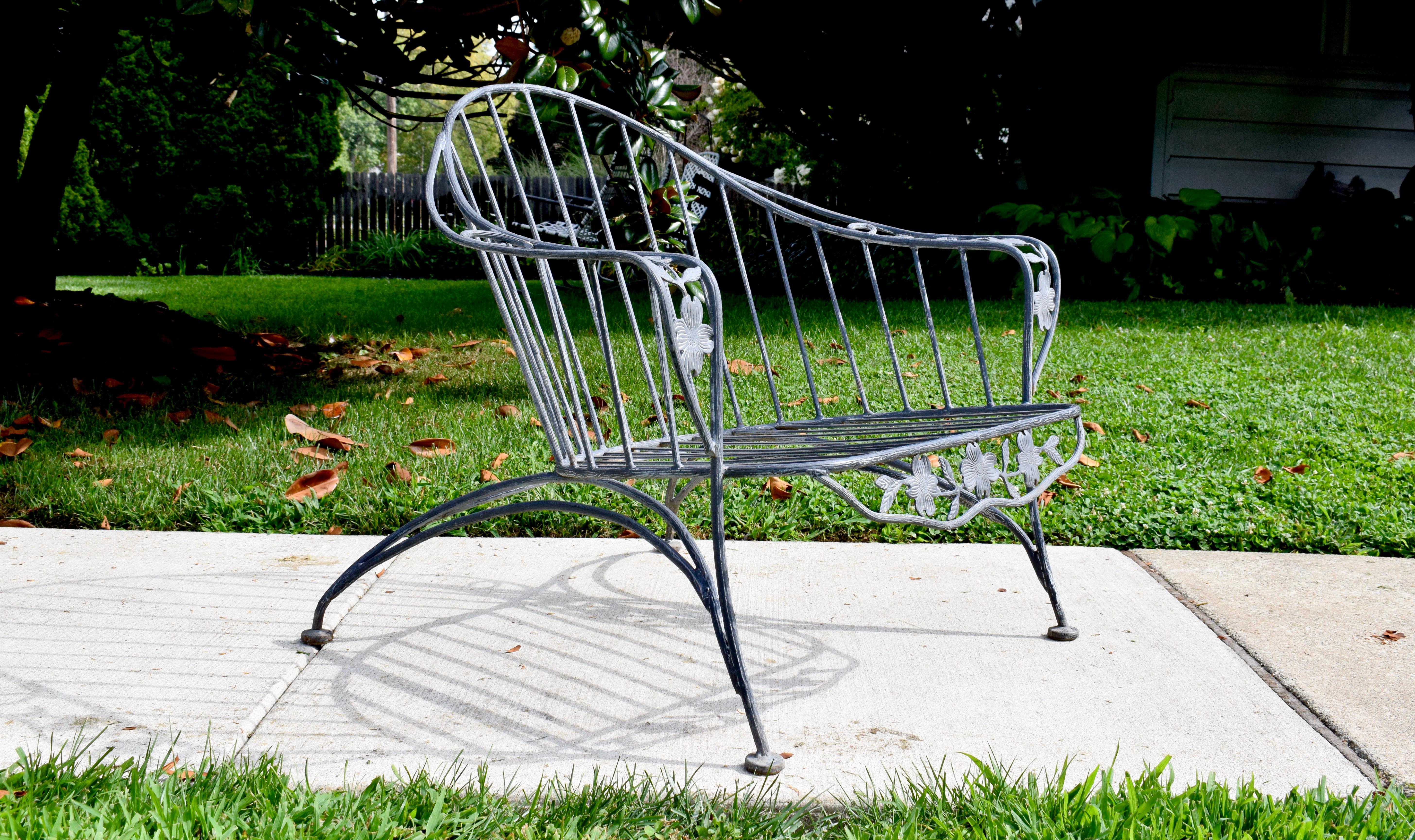 Mid-Century Modern Mid 20th Century Wrought Iron Garden Chair Dogwood Form For Sale