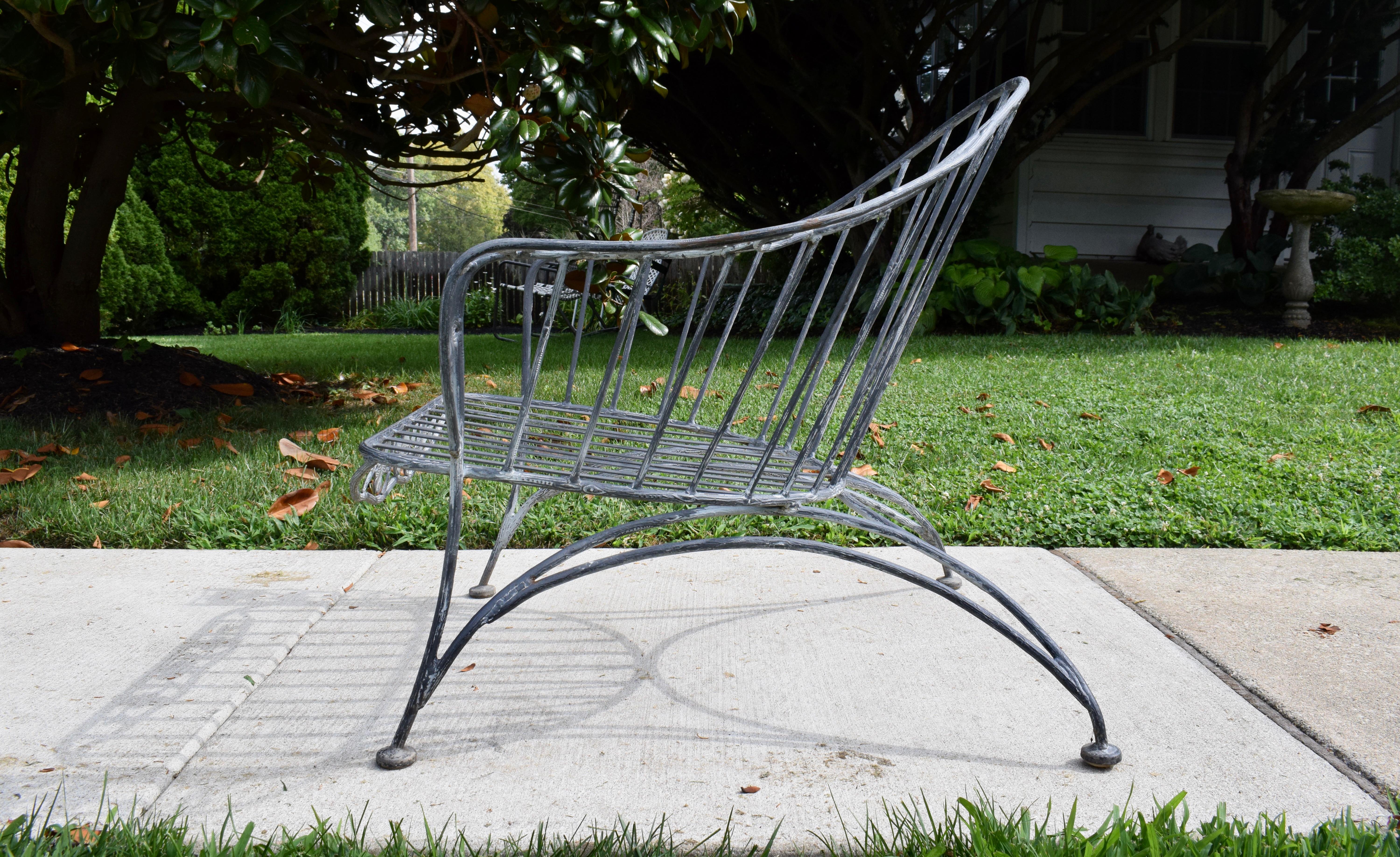 Mid 20th Century Wrought Iron Garden Chair Dogwood Form For Sale 2