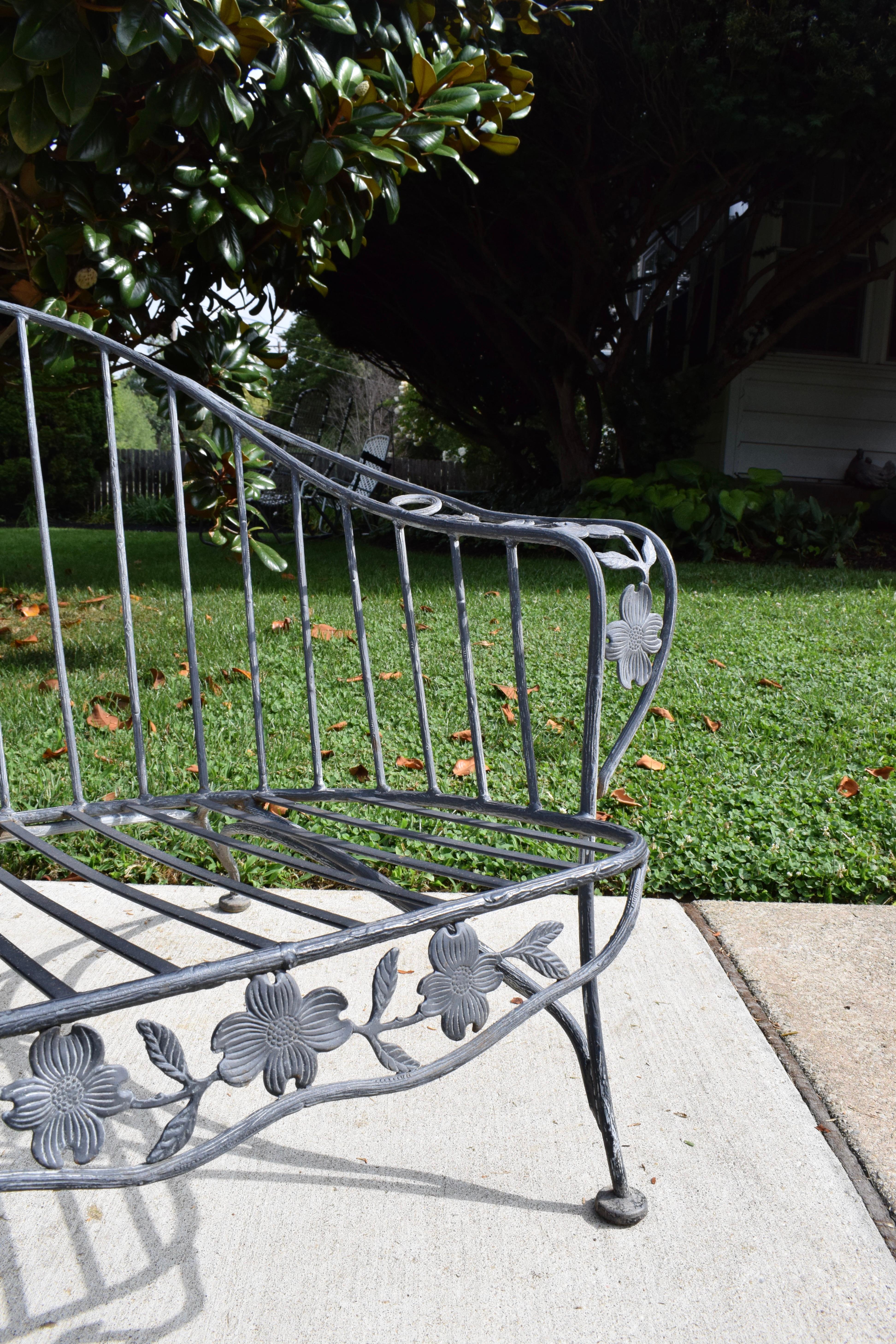 Mid 20th Century Wrought Iron Garden Chair Dogwood Form For Sale 3