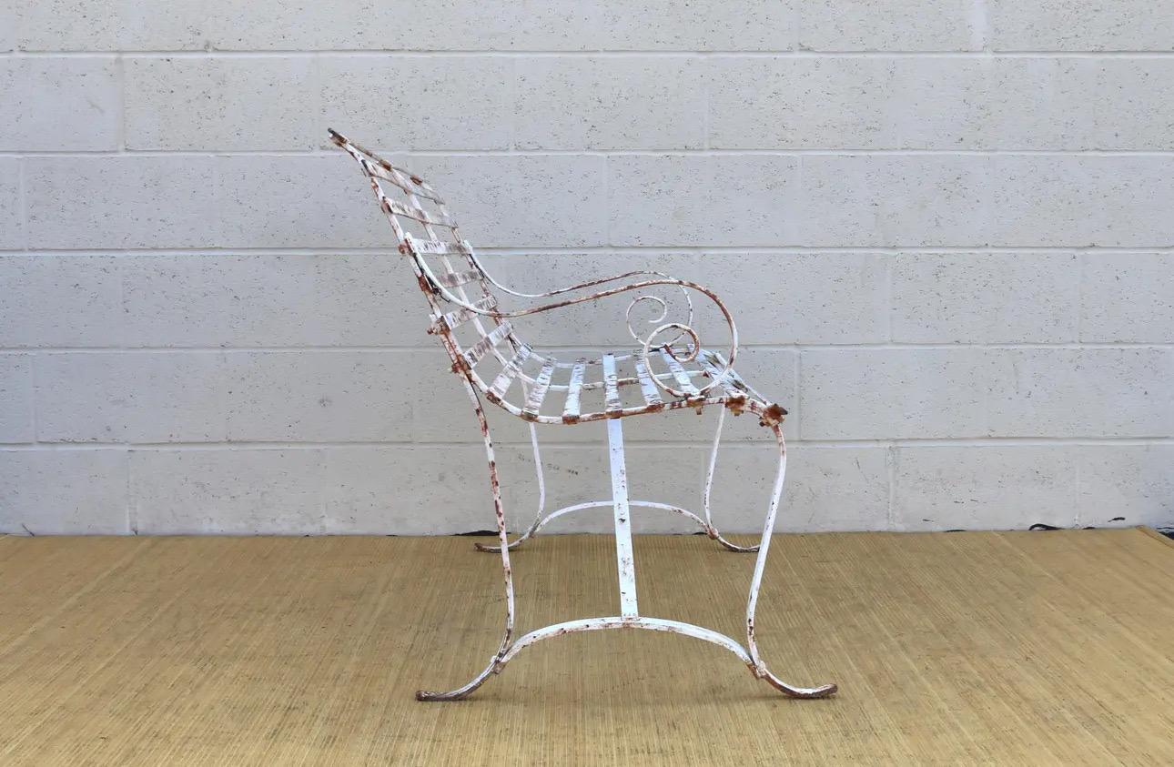 French Mid 20th Century Wrought Iron Outdoor Bench For Sale