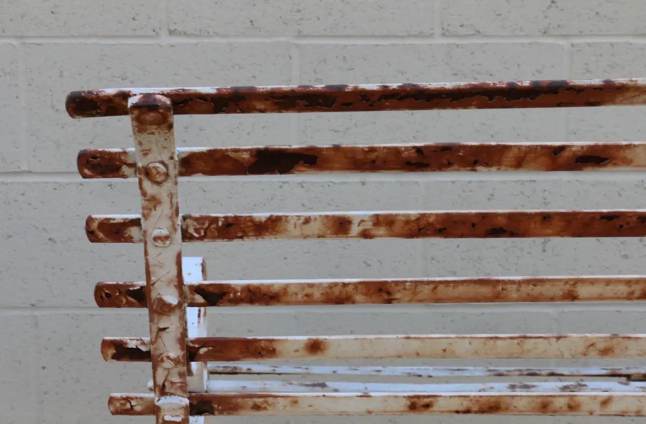 Mid 20th Century Wrought Iron Outdoor Bench For Sale 1