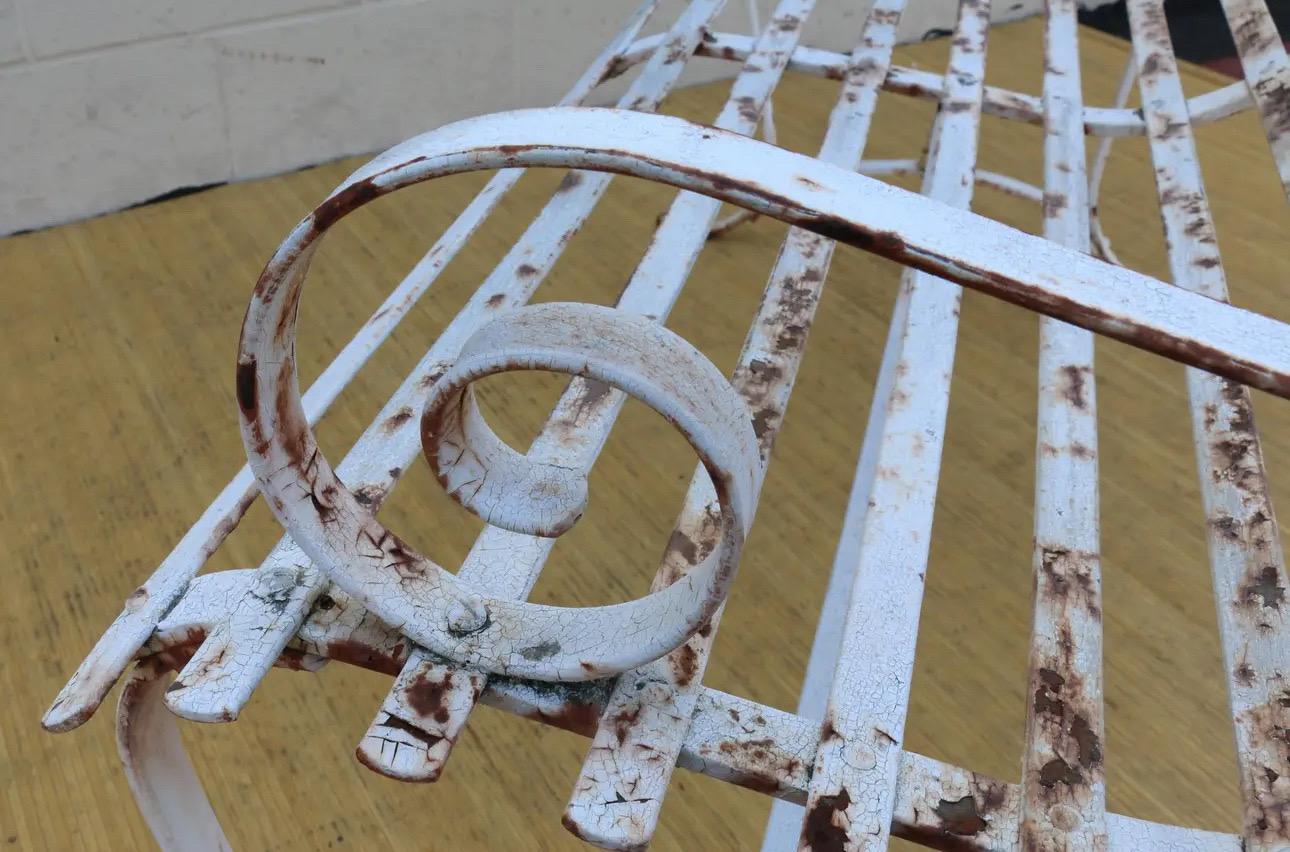 Mid 20th Century Wrought Iron Outdoor Bench For Sale 3