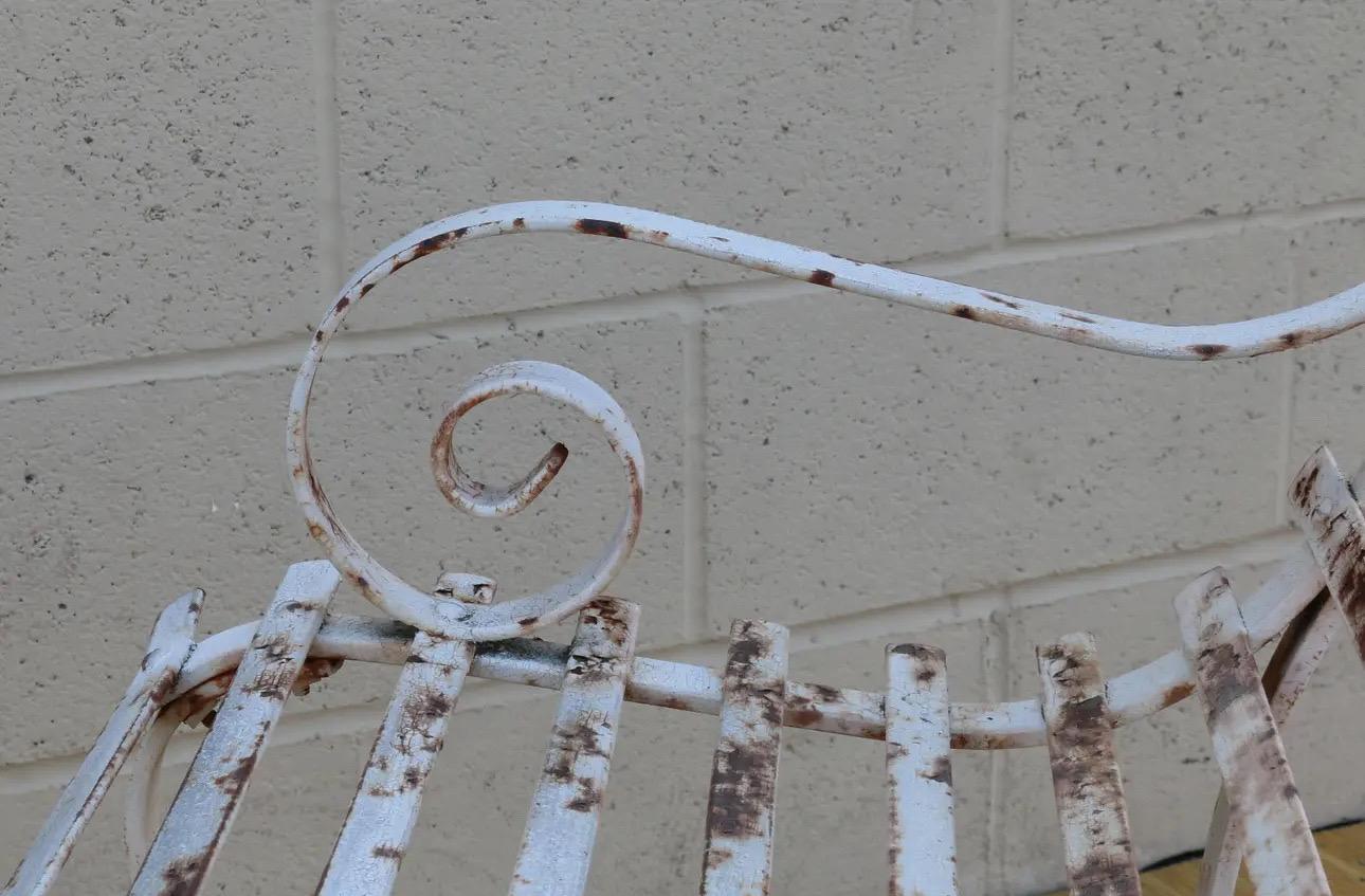 Mid 20th Century Wrought Iron Outdoor Bench For Sale 4