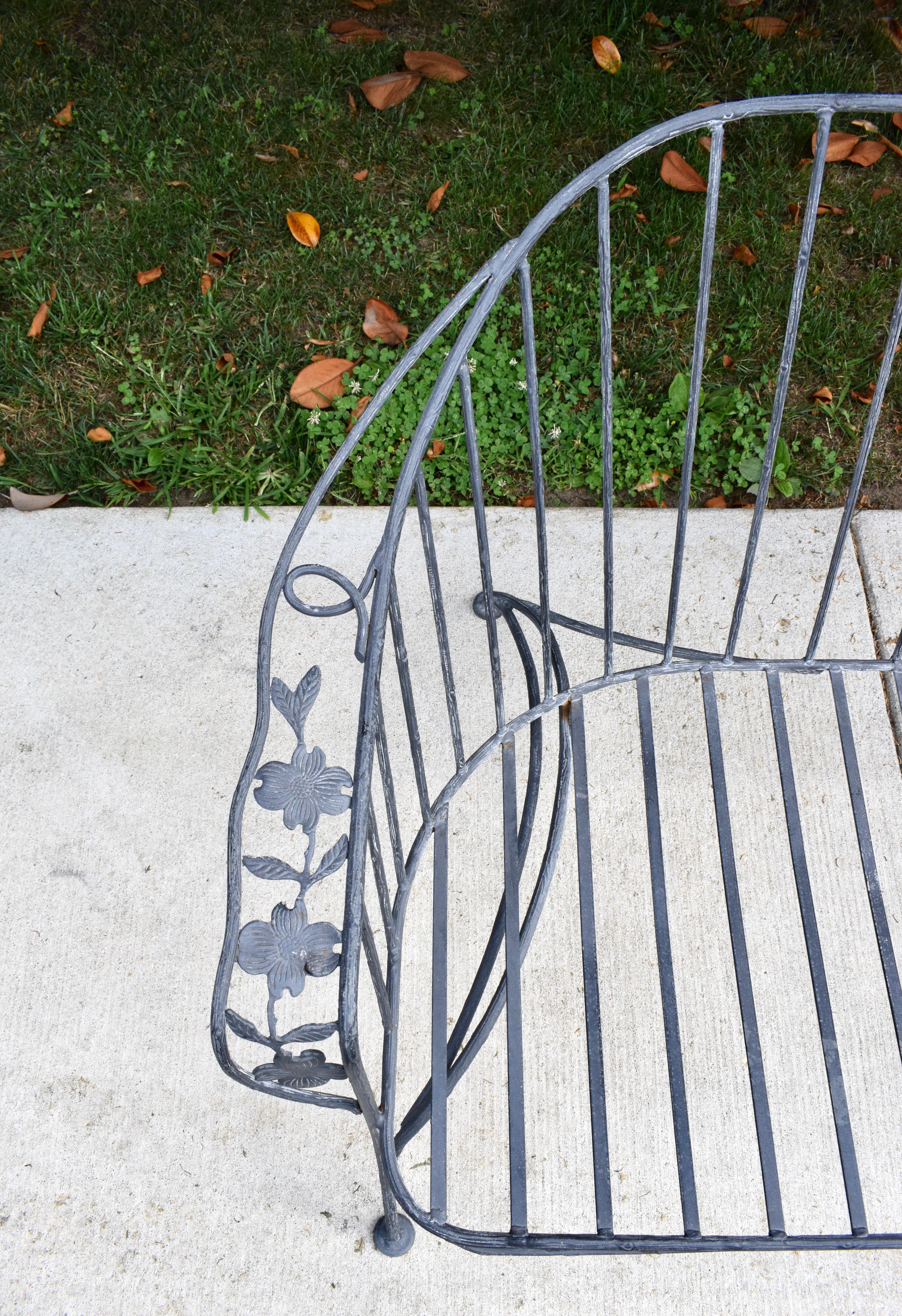 Mid 20th Century Wrought Iron Sofa Dogwood Form For Sale 5