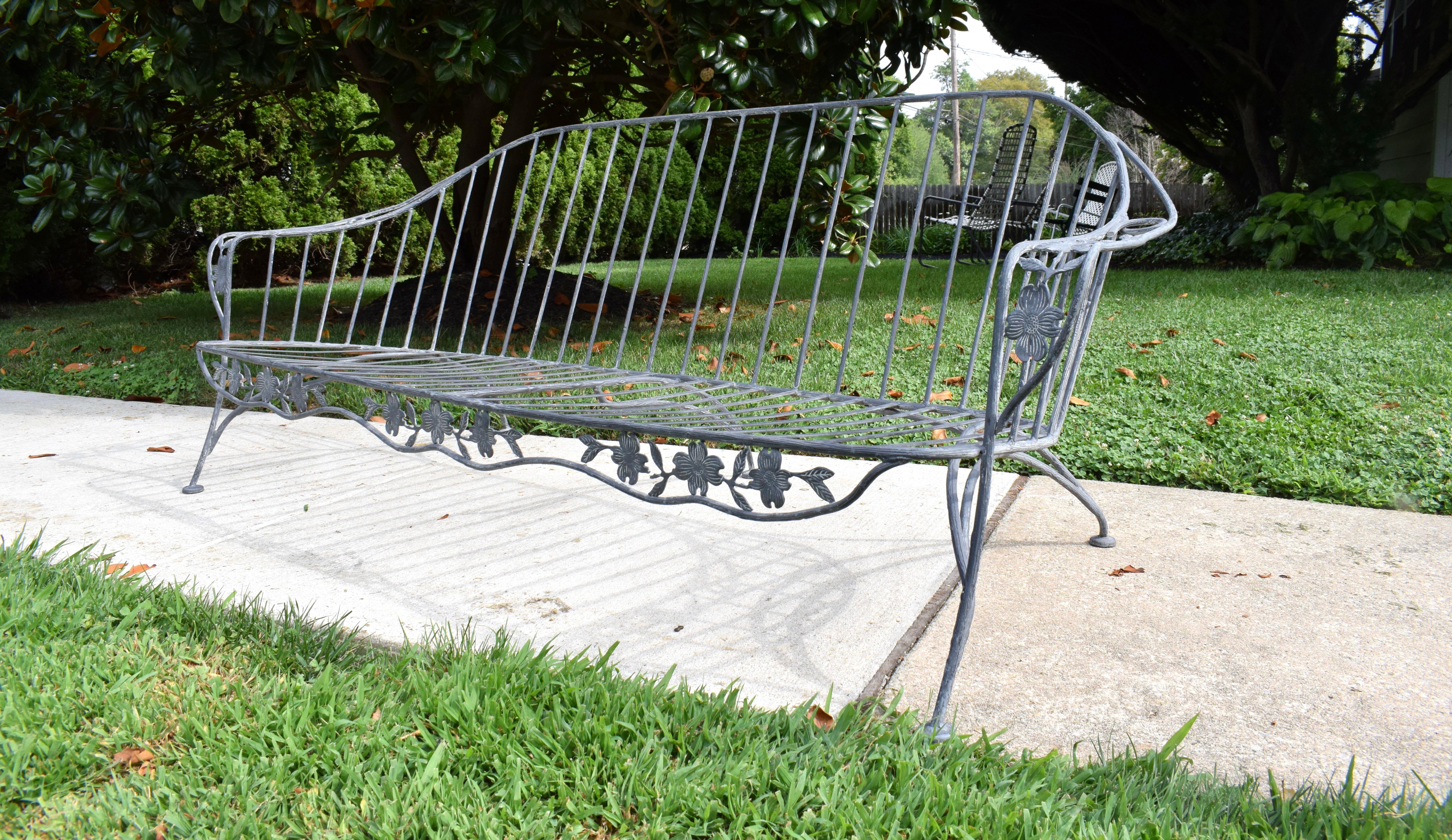 Mid 20th Century Wrought Iron Sofa Dogwood Form For Sale 6