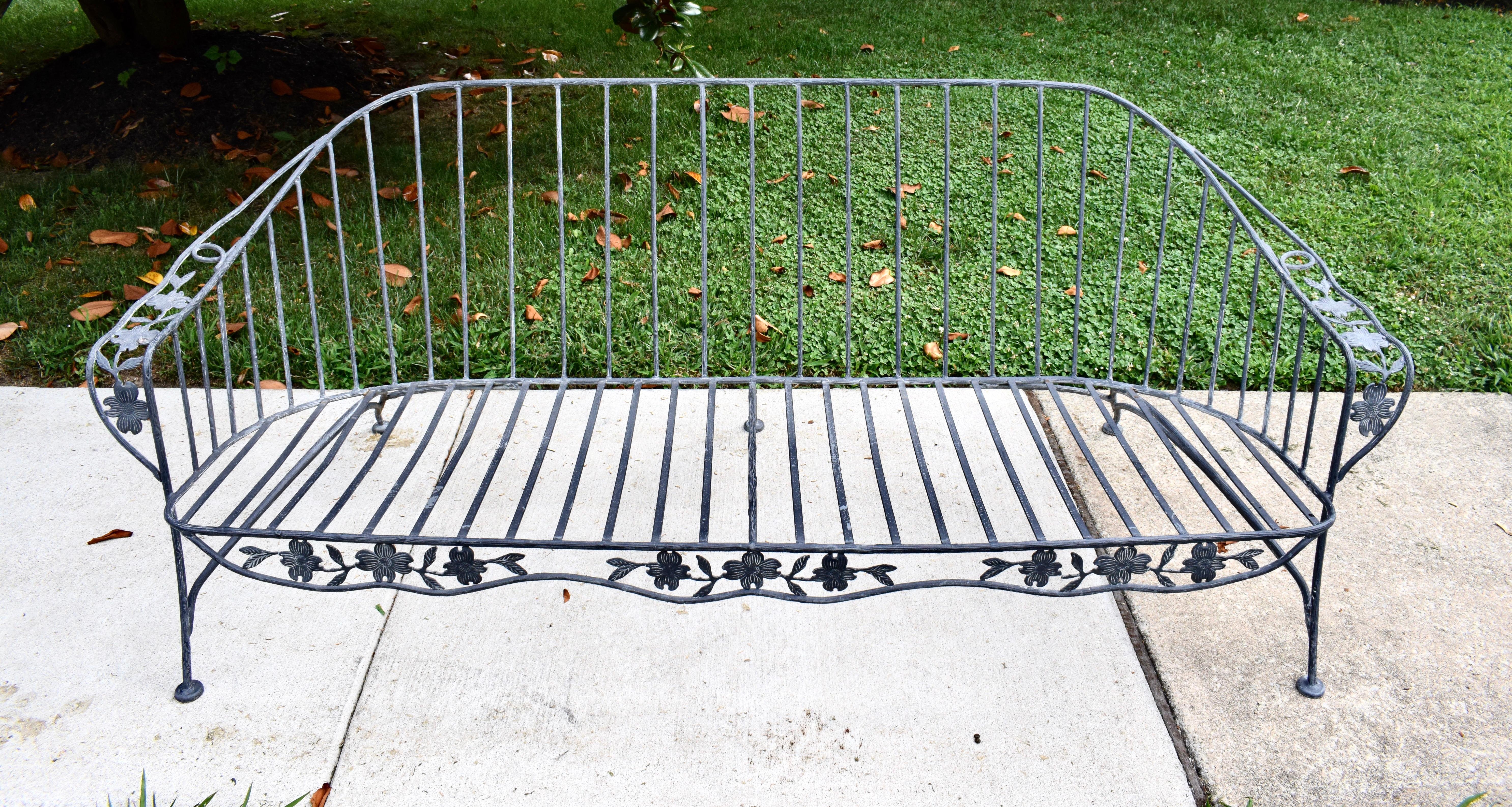 Mid-Century Modern Mid 20th Century Wrought Iron Sofa Dogwood Form For Sale