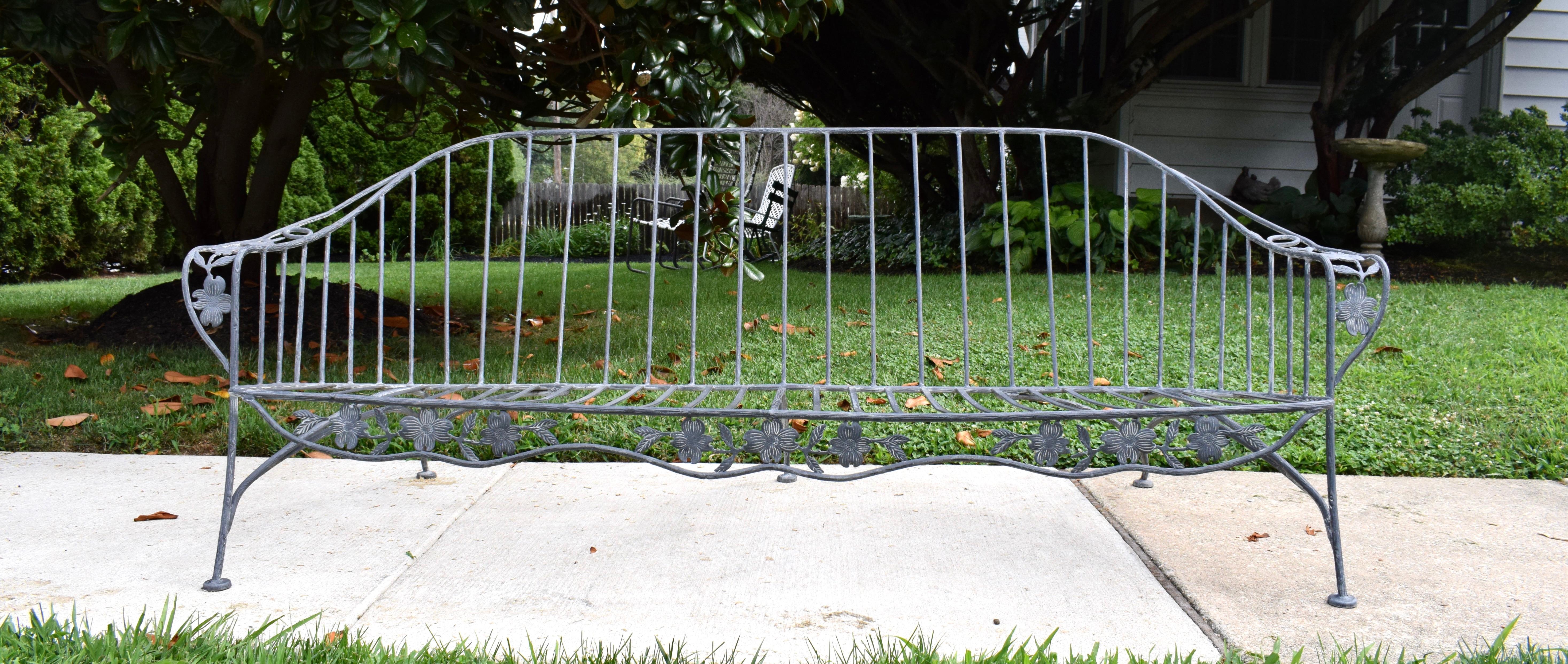 American Mid 20th Century Wrought Iron Sofa Dogwood Form For Sale