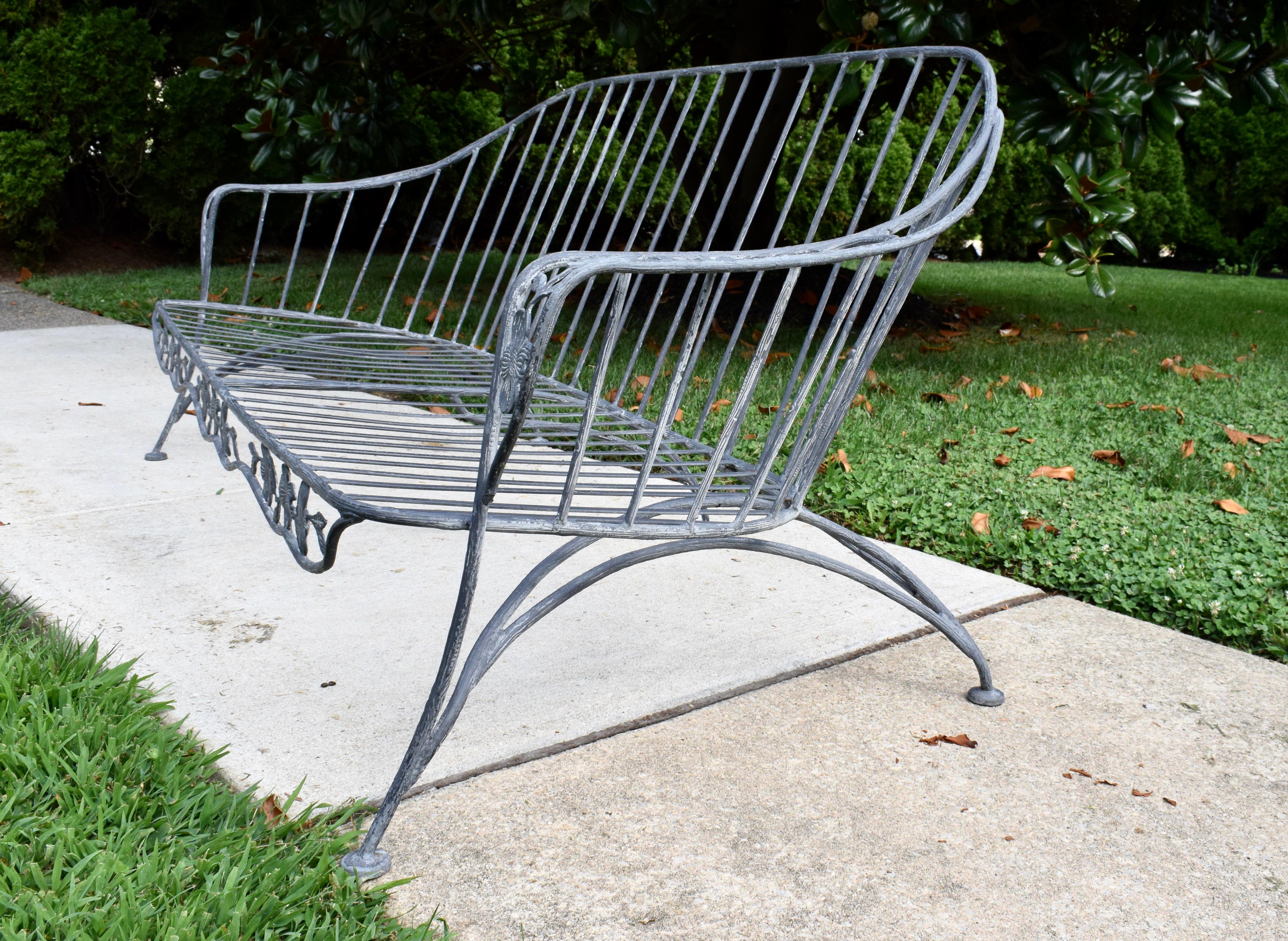 Mid 20th Century Wrought Iron Sofa Dogwood Form In Good Condition For Sale In Southampton, NJ