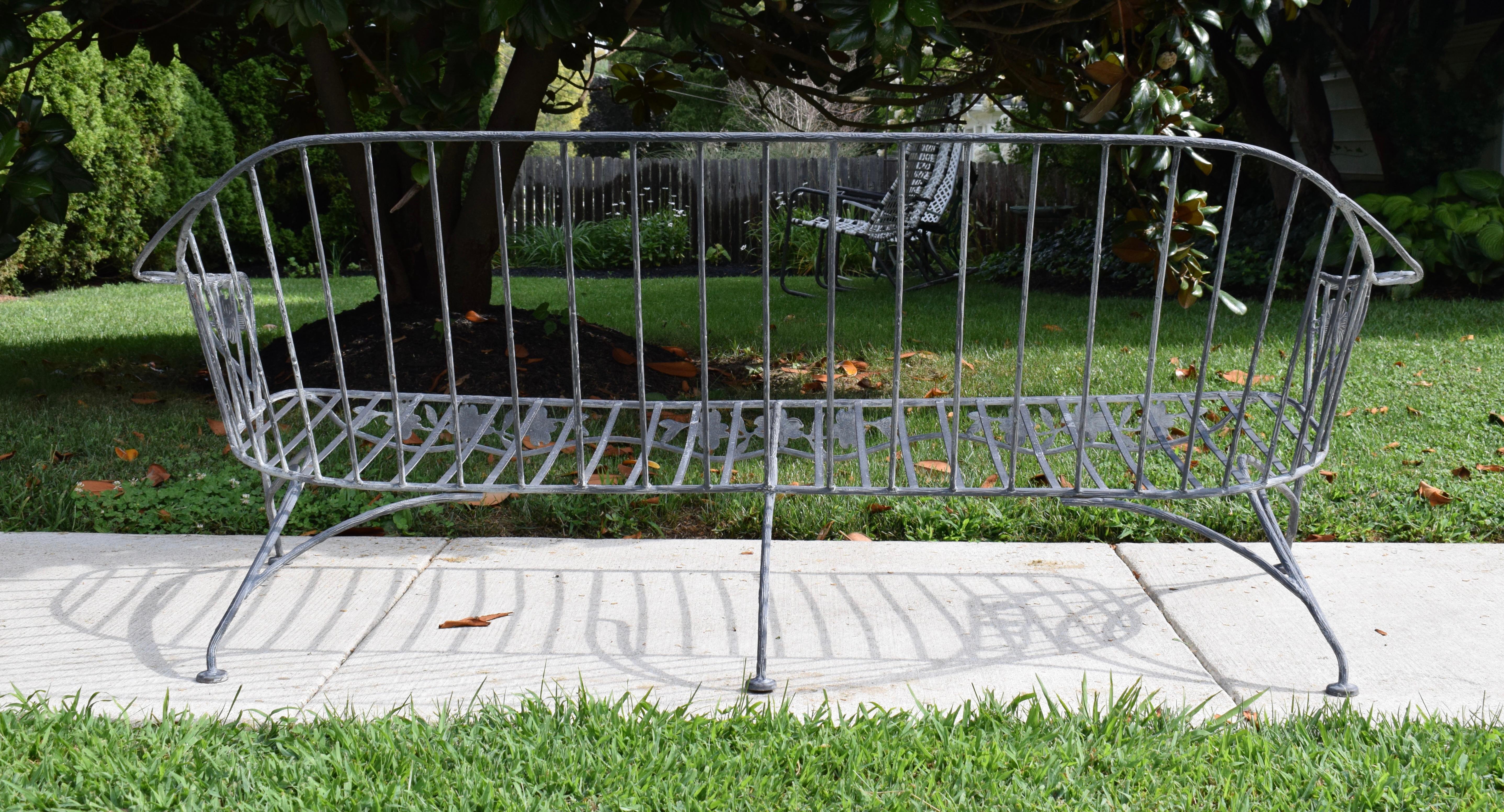 Mid 20th Century Wrought Iron Sofa Dogwood Form For Sale 2