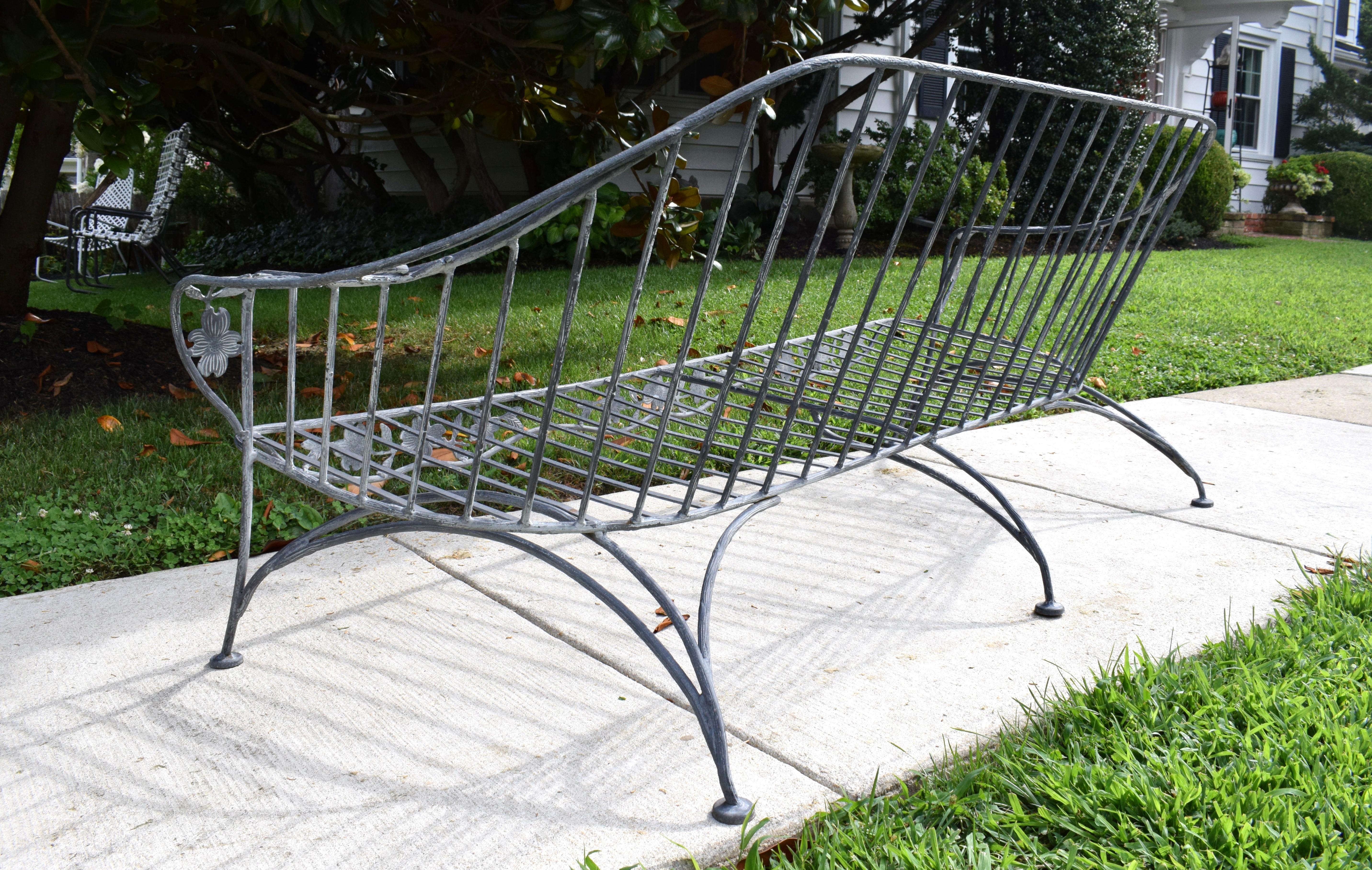 Mid 20th Century Wrought Iron Sofa Dogwood Form For Sale 3