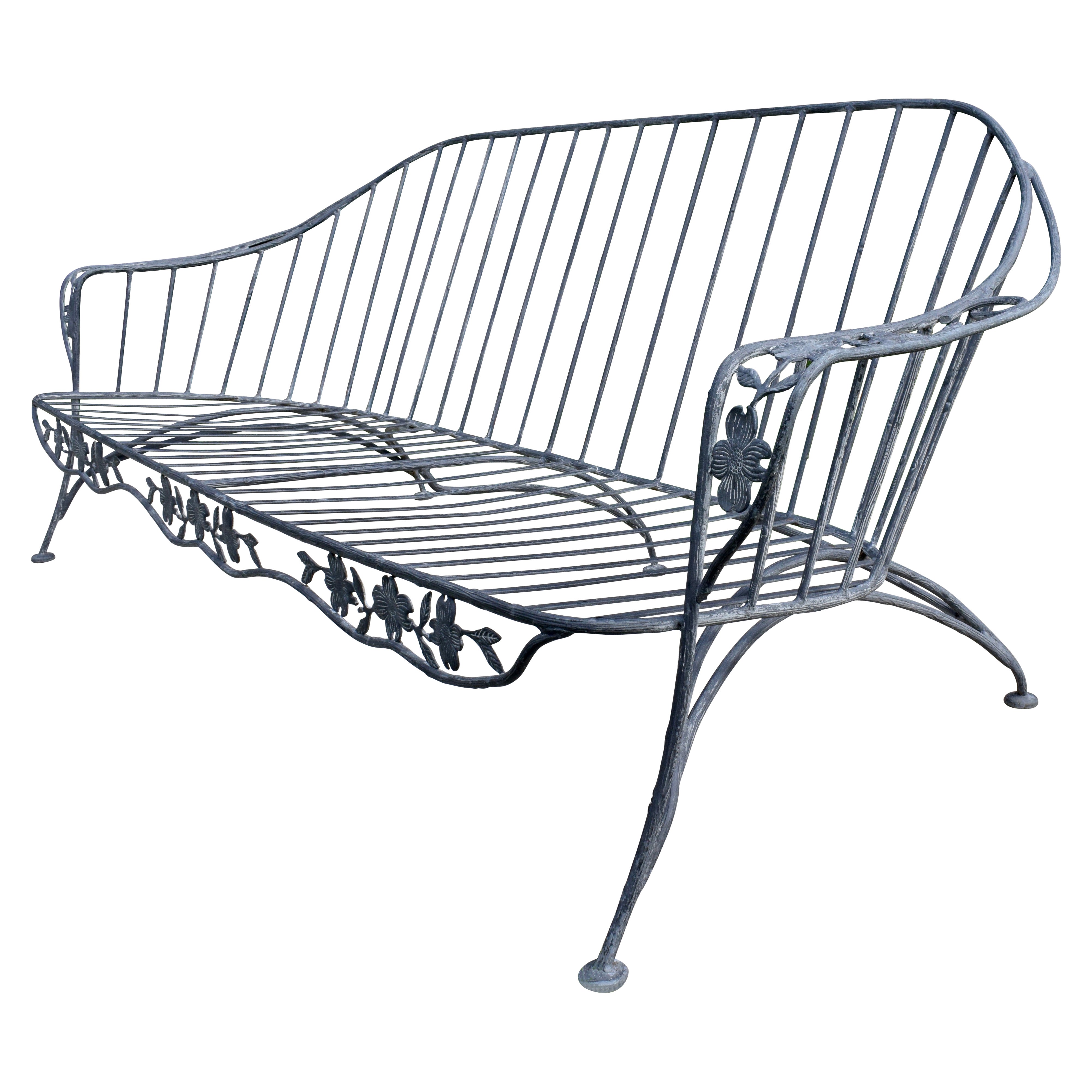 Mid 20th Century Wrought Iron Sofa Dogwood Form
