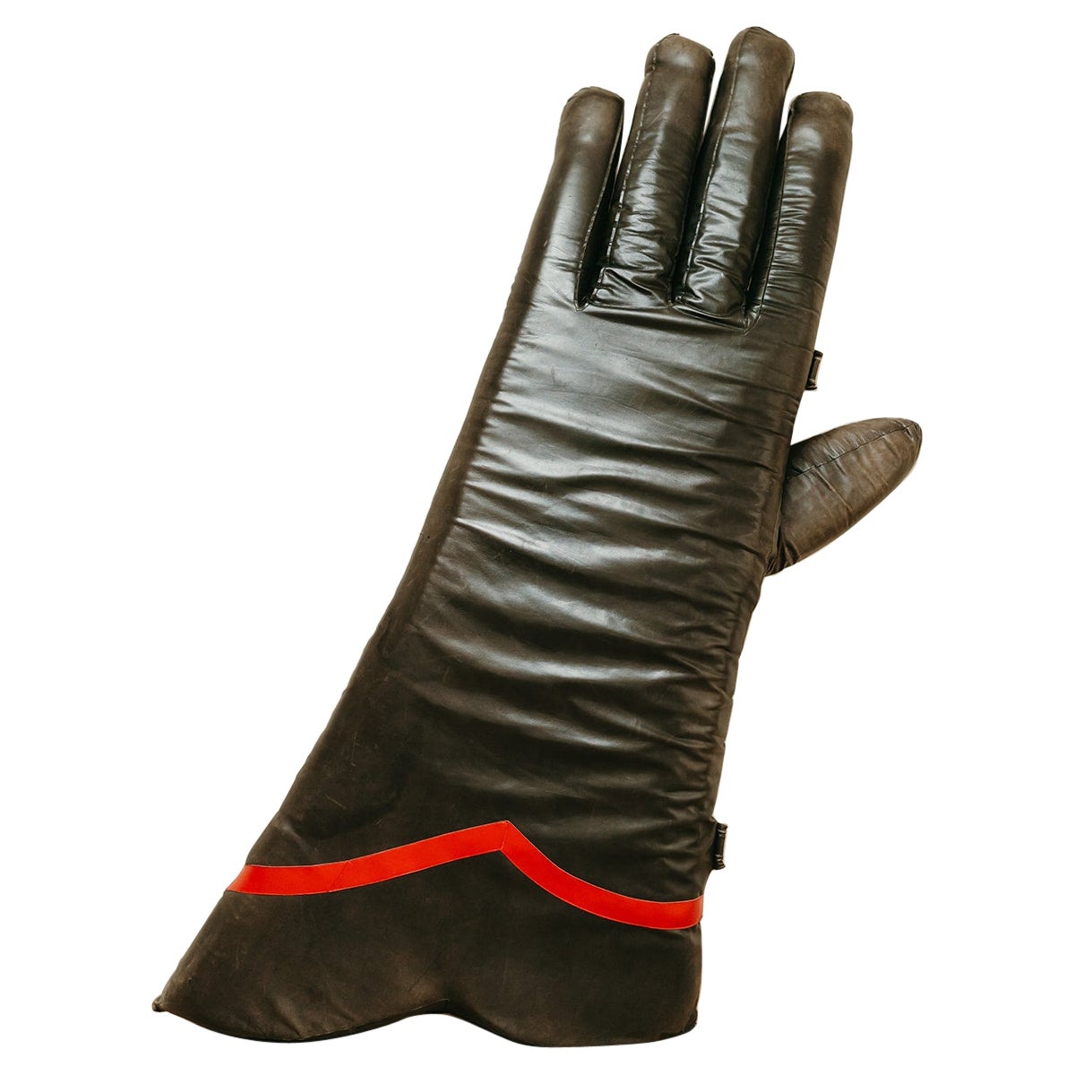 Mitte des 20. Jahrhunderts xxl Lederhandschuhe, Werbeschild aus italienischem Laden ...