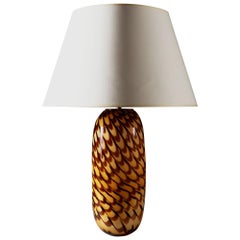 Mid-20th Century Yellow and Brown Murano Glass Vase as a Table Lamp
