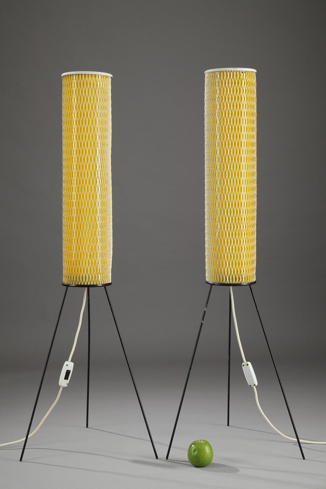 Metal Mid-20th Century Yellow Plastic Floor Lamp