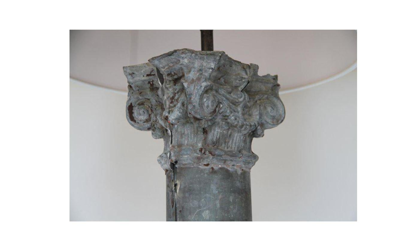 Mitte des 20. Jahrhunderts Zink-Säulenform Re-Purposed Stehlampe im Angebot 3