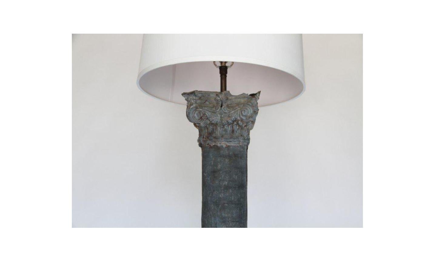 Mitte des 20. Jahrhunderts Zink-Säulenform Re-Purposed Stehlampe im Angebot 4