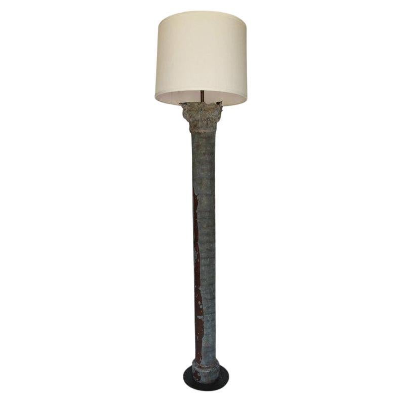 Mid-20th Century Zinc Column Mold Re-Purposed Floor Lamp
