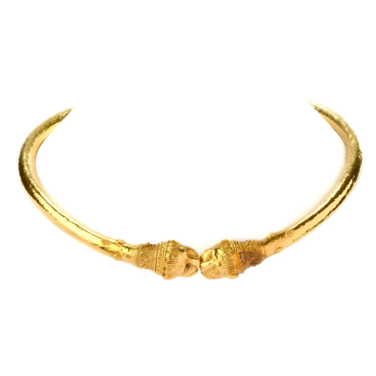 Mid-20th Century Zolotas Greek 22 Karat Gold Torque Cuff Necklace For ...