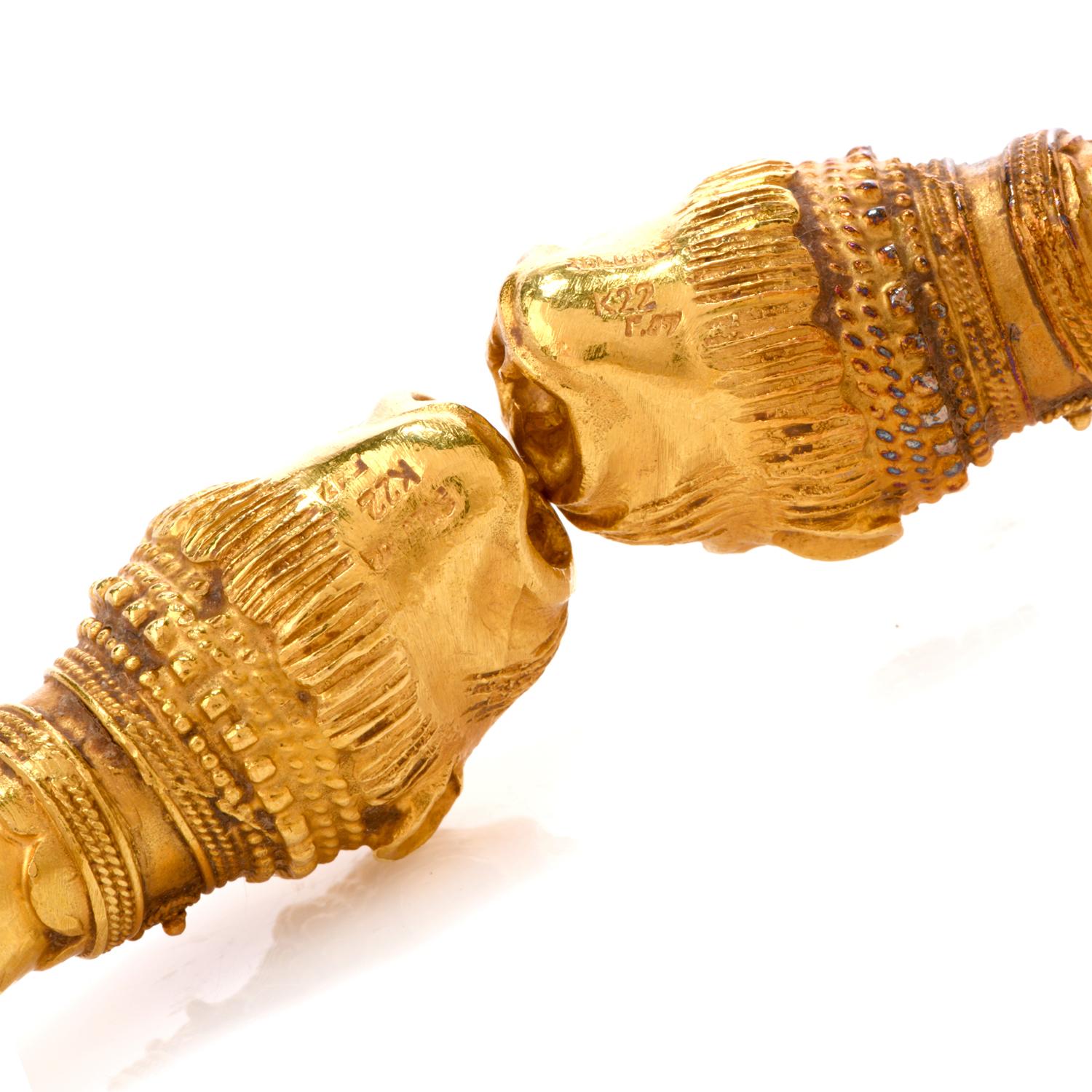 Retro Mid-20th Century Zolotas Greek 22 Karat Gold Torque Cuff Necklace