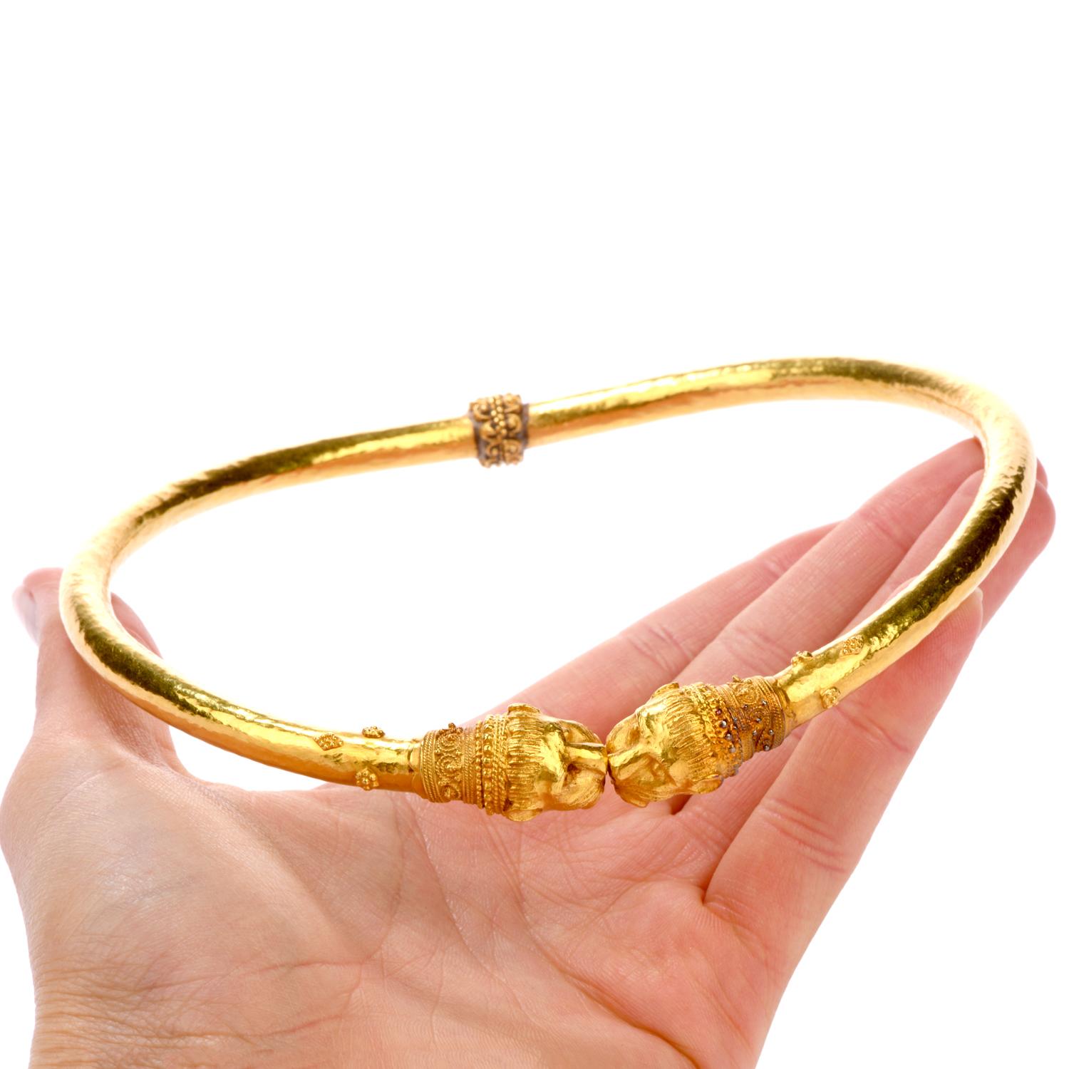 Mid-20th Century Zolotas Greek 22 Karat Gold Torque Cuff Necklace In Excellent Condition In Miami, FL