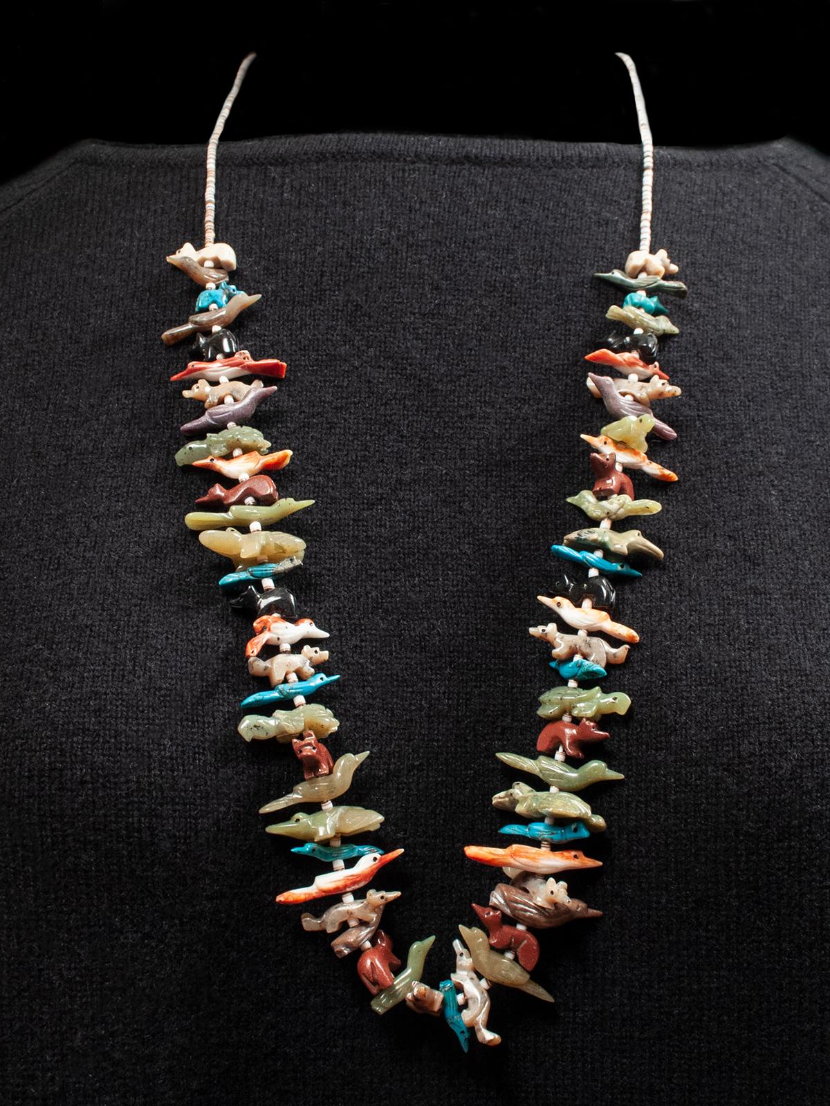 Hand-Crafted Mid-20th Century Zuni Single Strand Fetish Native American Necklace