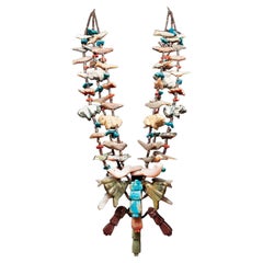 Retro Mid-20th Century Zuni Triple Strand Fetish Native American Necklace