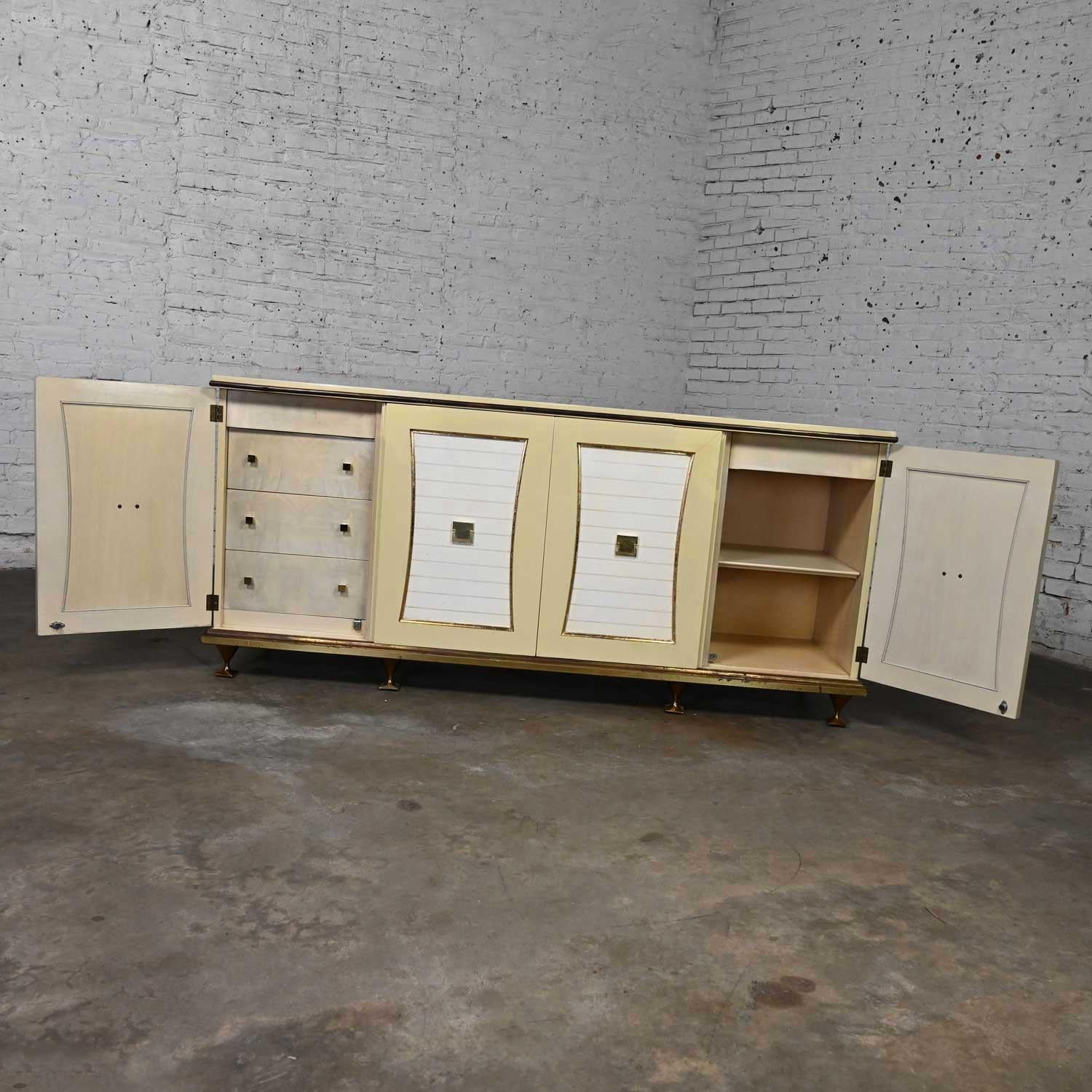 Plated Mid-20th Hollywood Regency Credenza or Dresser by Renzo Rutili for Johnson Furn For Sale