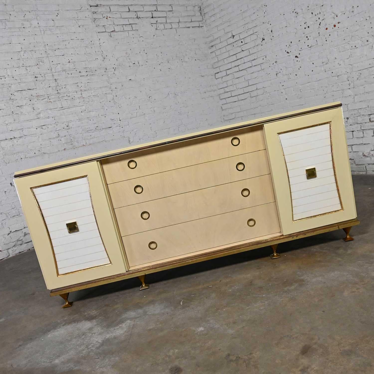 Metal Mid-20th Hollywood Regency Credenza or Dresser by Renzo Rutili for Johnson Furn For Sale
