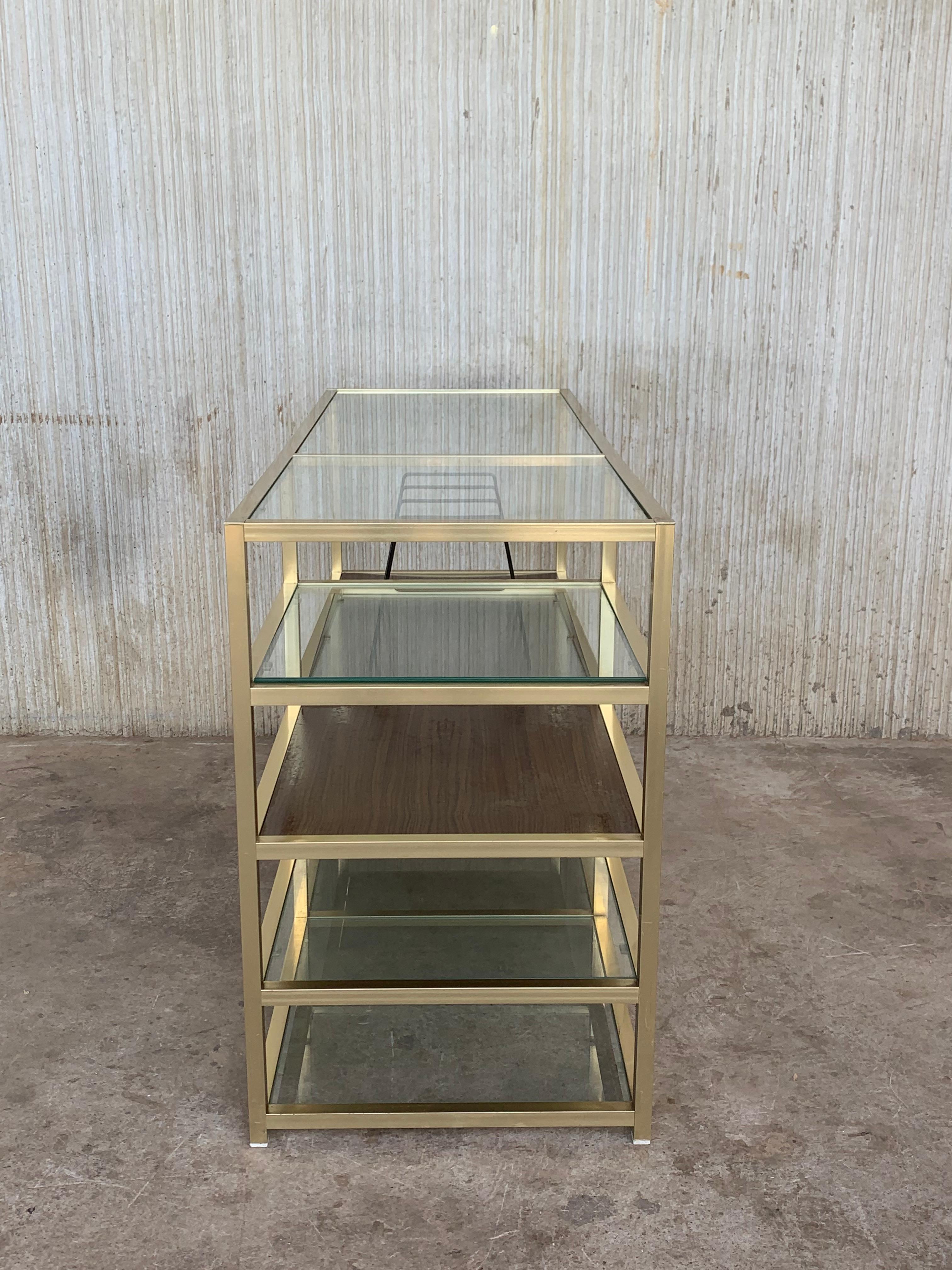 Mid 20th Italian Brass and Glass Record Console Étagère / Display / Bookshelf 5