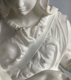 Mid-20th Italian White Marble Sculpture 'Madonna della Pietà' after Michelangelo