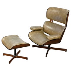 Chaise longue et pouf MCM du milieu du 20e siècle par George Mulhauser pour Plycraft