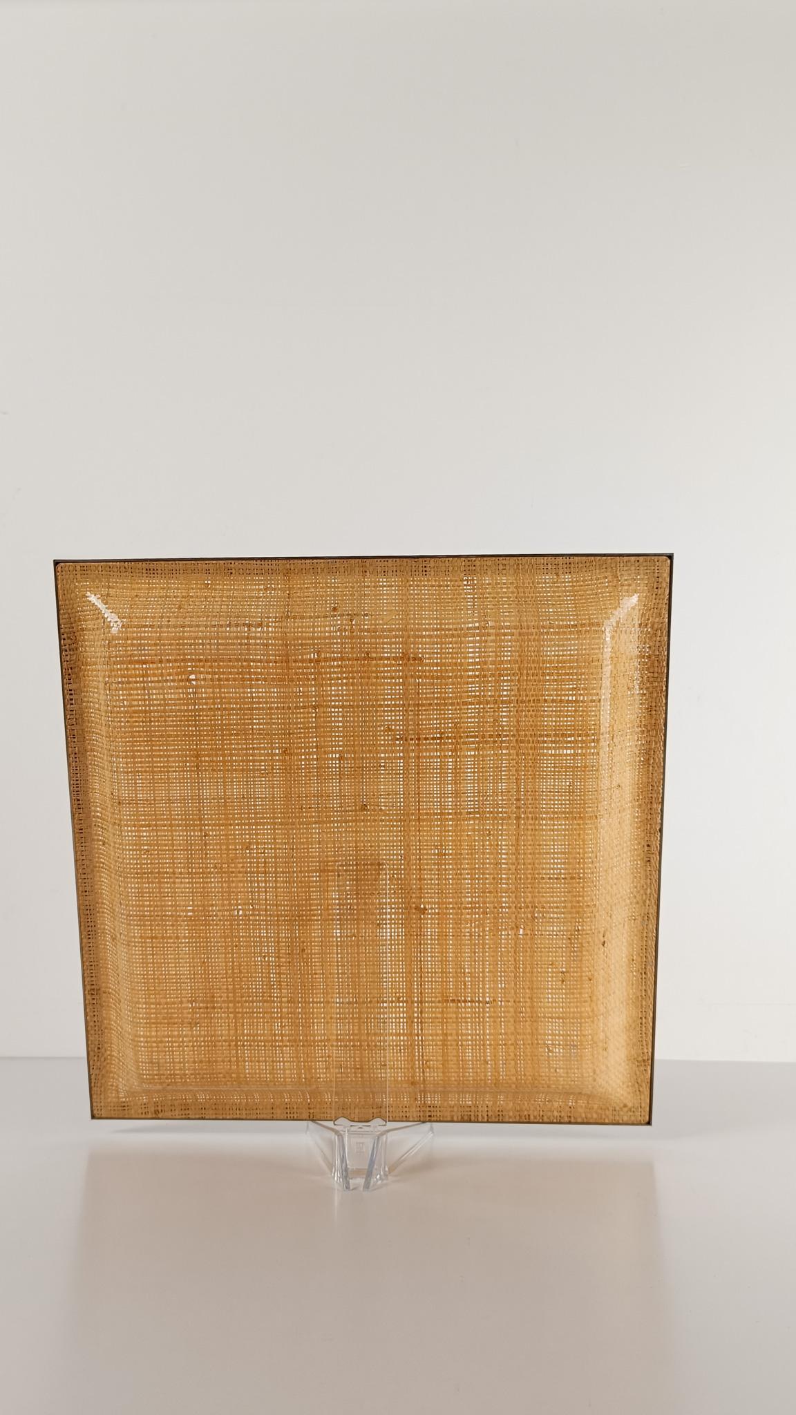 Bandeja de Lucite, Caña Tejida y Cromo de mediados del siglo XX, estilo Dior Home en venta 13