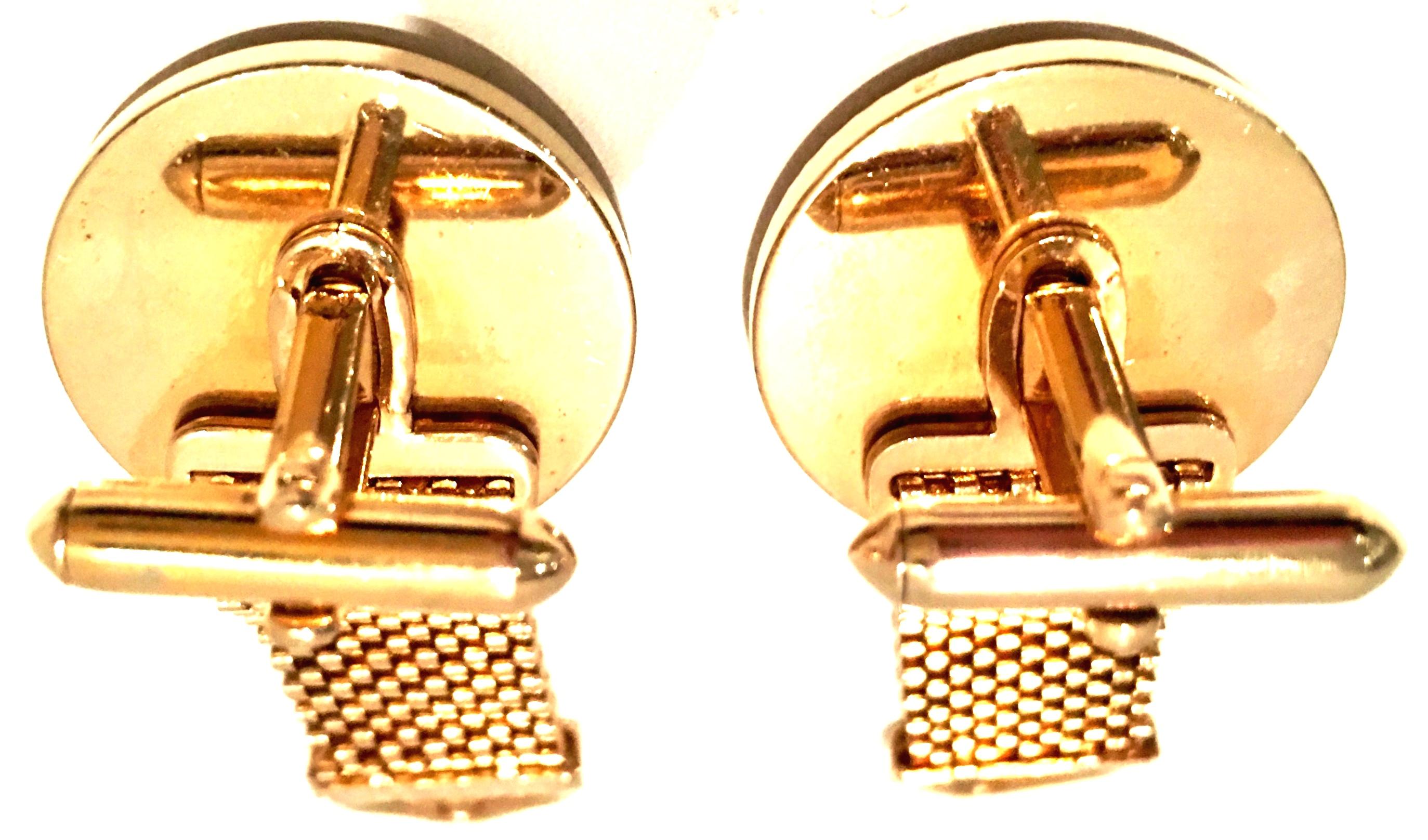 Mid-20th Pair Of Century Gold Plate Cinco Centavos Mexican Coin Cufflinks 4