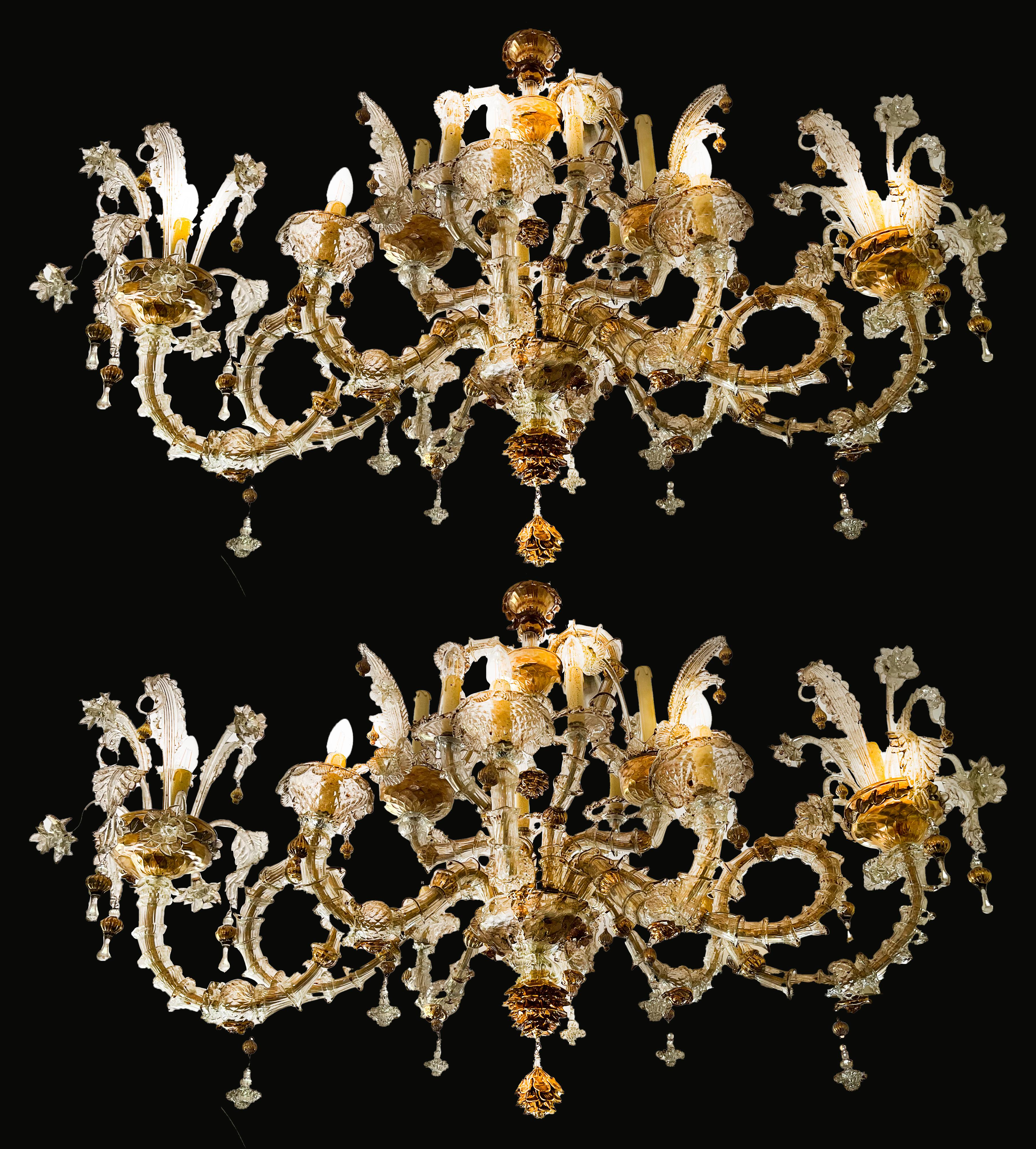 Sumptuous couple of Rezzonico chandelier 